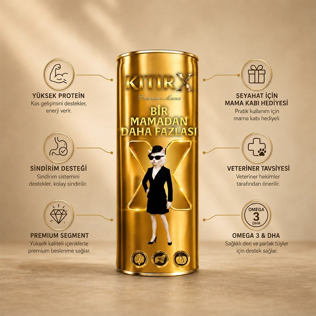KıtırX Premium Kedi Maması - 1 Kg. - Taşınabilir Kapaklı Charm & Mama Kabı Hediyeli