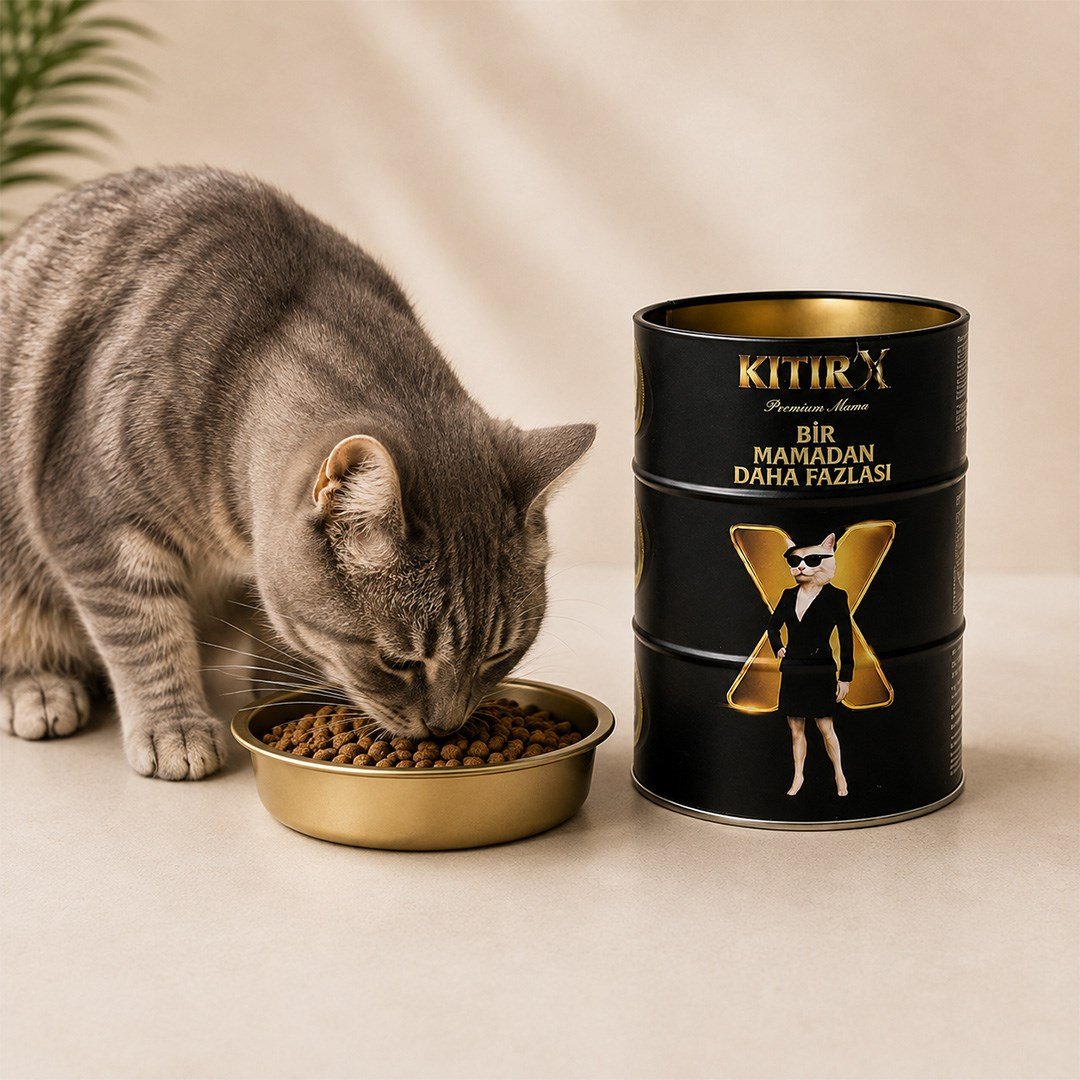 KıtırX Premium Kedi Maması - 500 Gr. - Taşınabilir Kapaklı Mama Kabı Hediyeli