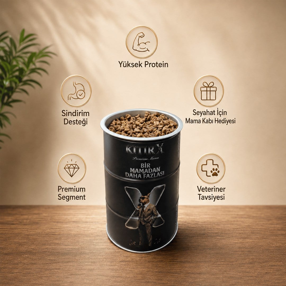 KıtırX Premium Köpek Maması - 500 Gr. - Taşınabilir Kapaklı Mama Kabı Hediyeli 