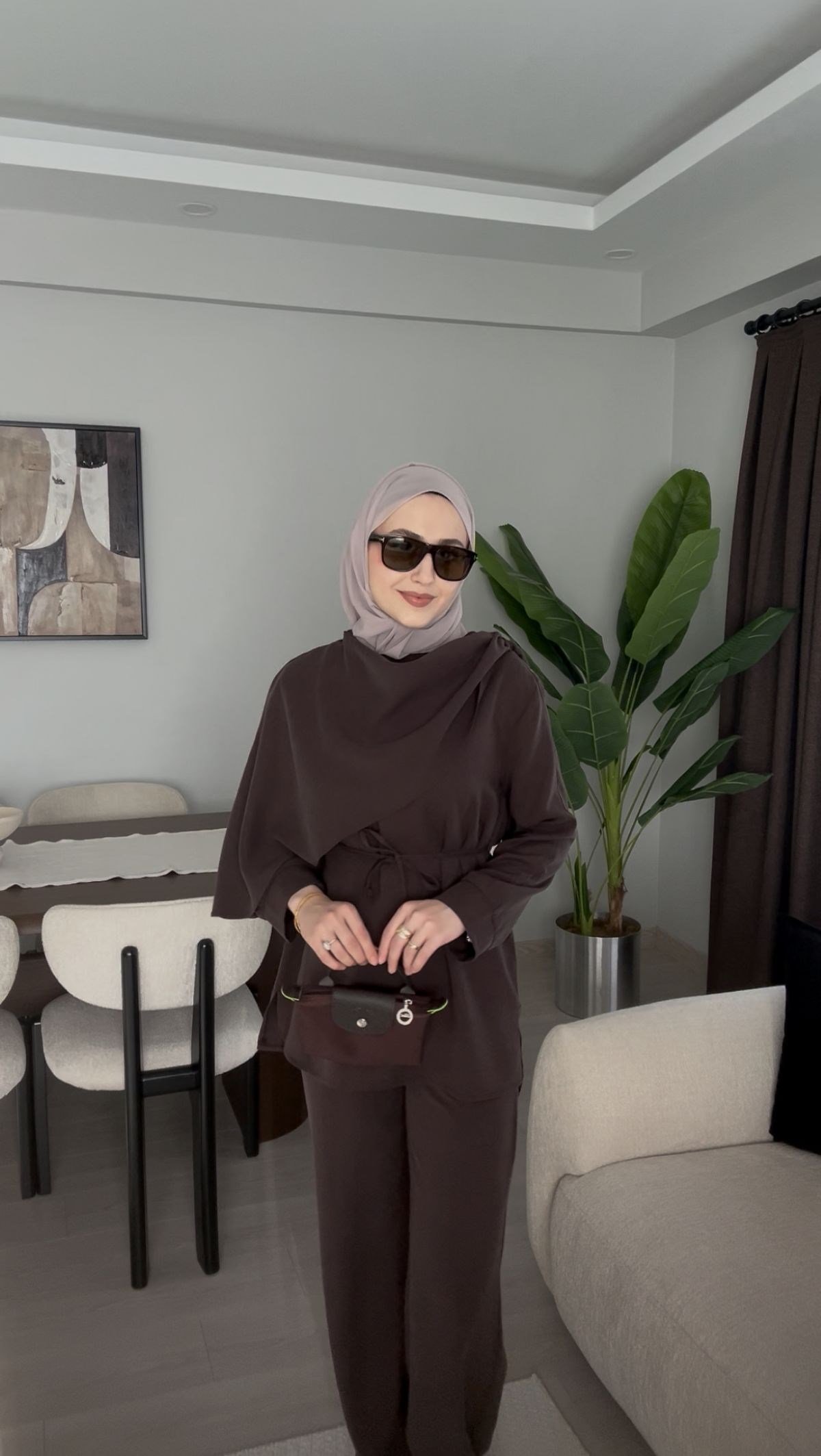 Acı Kahve Şal Yaka Takım