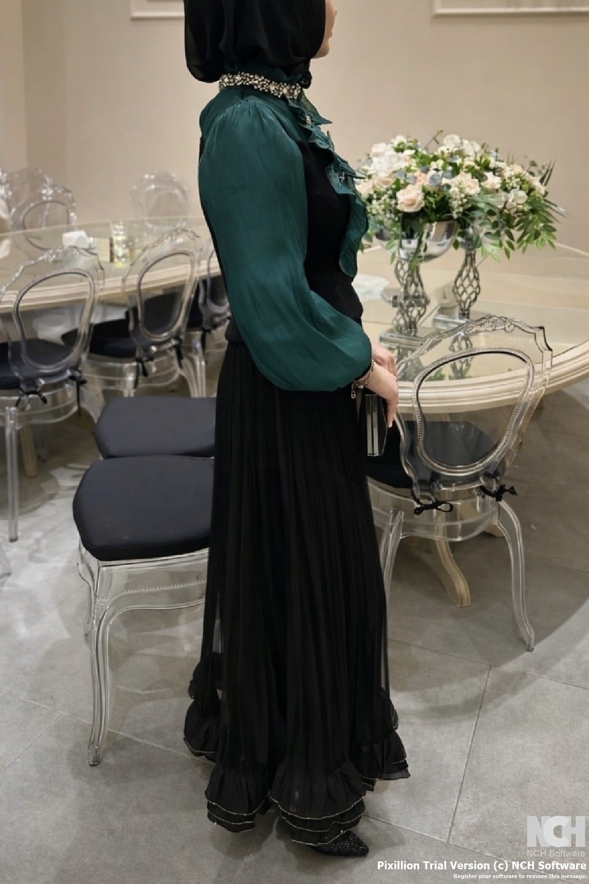 Siyah İthal Taşlı Etek