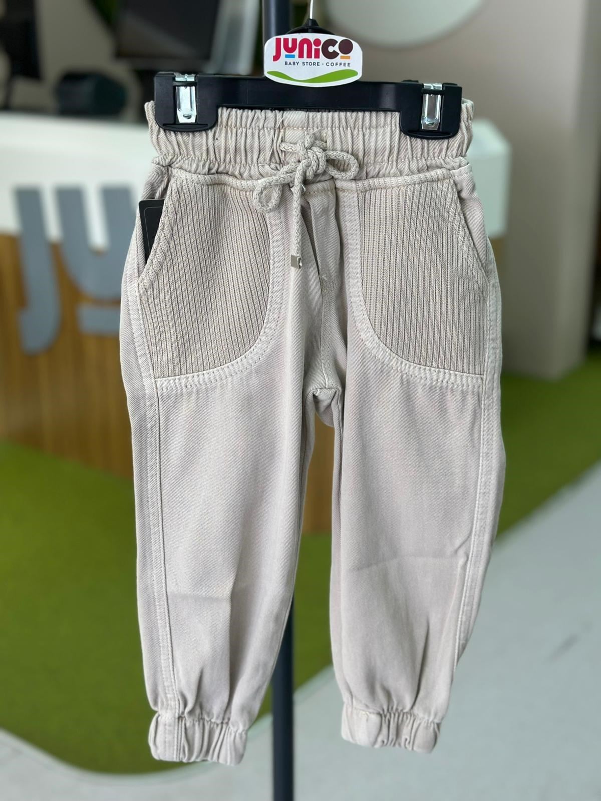 LASTİKLİ EKRU PANTOLON