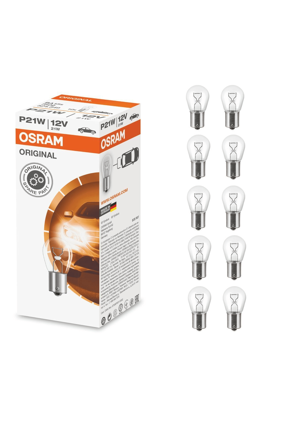 7506 P21w 93 Sinyal Stop Ampul 12v 21w 10 Adet Tek Duy Düz