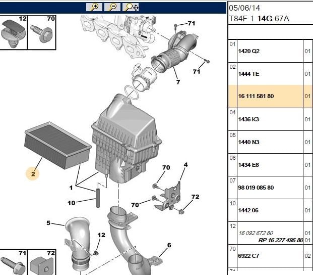 ERP HAVA FILTRESI (227*168*76) PEUGEOT P307 P308 P3008 P5008 2.0 HDI DW10BTED