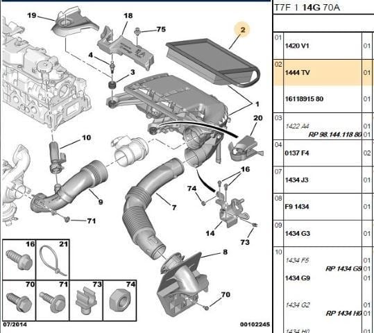 HAVA FILTRESI (348*205*52) PEUGEOT P2008 I P206+ P207 P208 I P3008 P301 P308 I-II P4008 P5008 I P508 I EXPERT III PARTNER TEPEE  CITROEN BERLINGO C-ELYSEE C3 AIRCROSS II C4 II C5 III JUMPY III-IV MITSUBISHI ASX 15- 1.4HDI 1.6HDI DV4C DV6C