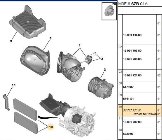 POLEN FILTRESI (239*85*20) PEUGEOT P301 CITROEN C-ELYESE 13-
