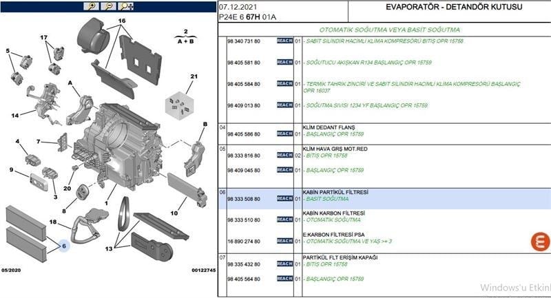 POLEN FILTRESI (253*83*30) PEUGEOT P208 II P2008 II CITROEN C4 C4X III OPEL CORSA F DS3