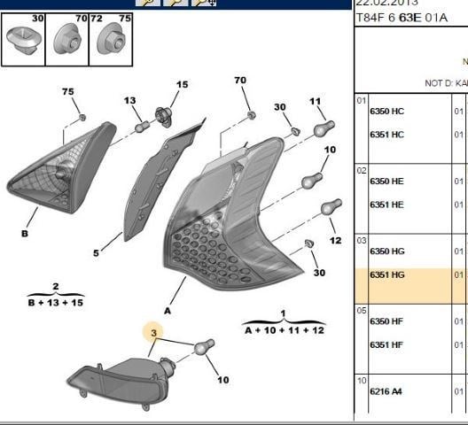 SAĞ ARKA STOP TAMPONDAKİ PEUGEOT P3008 (T84)