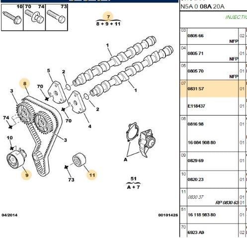 TRIGER SETI 136DIS 306 406 XSARA XANTIA 1.8 XU7JP4