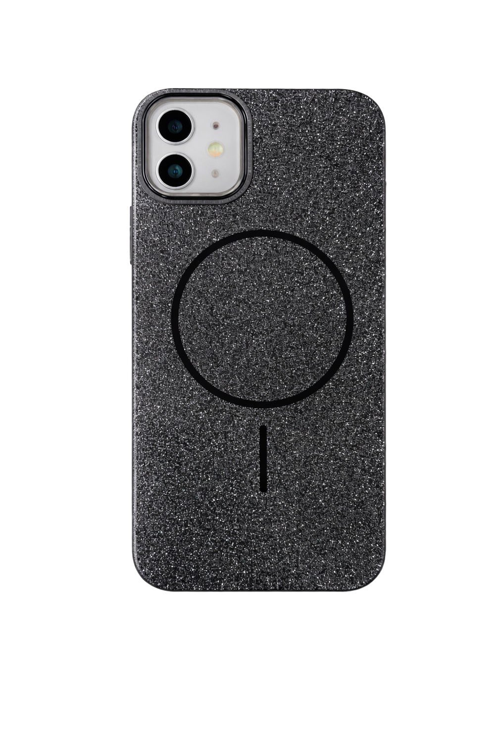iPhone 11 Uyumlu Telefon Kılıfı Magsafe Wireless Şarj Özellikli Simli Lüks Silikon Kılıf
