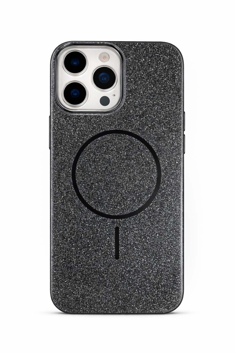 iPhone 14 Pro max Uyumlu Telefon Kılıfı Magsafe Wireless Şarj Özellikli Simli Lüks Silikon Kılıf