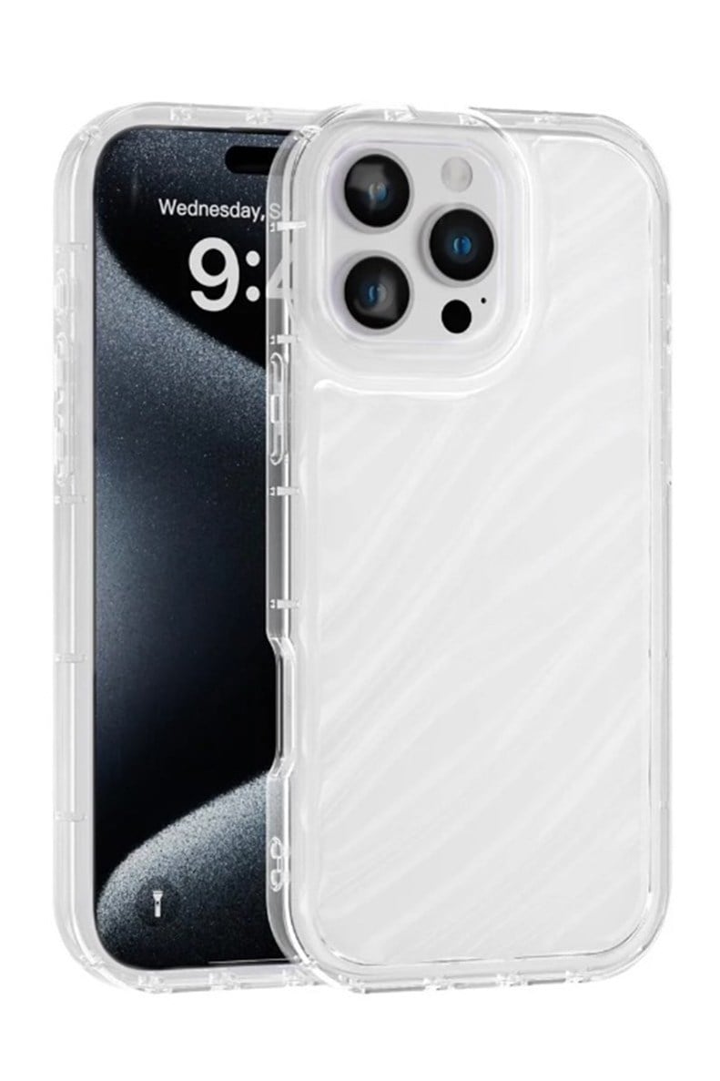 iPhone 16 Pro max Uyumlu Telefon Kılıfı Kamera Çıkıntılı Kabartmalı Parlak Desenli Darbe Emici Silikon Kılıf