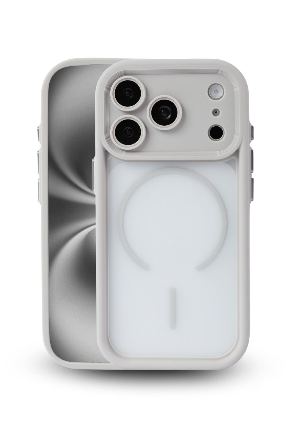 iPhone 17 Pro Max Uyumlu Kamera Korumalı Magsafe Wireless Şarj Özellikli Mat Silikon Gri renkli Silikon Telefon Kılıfı