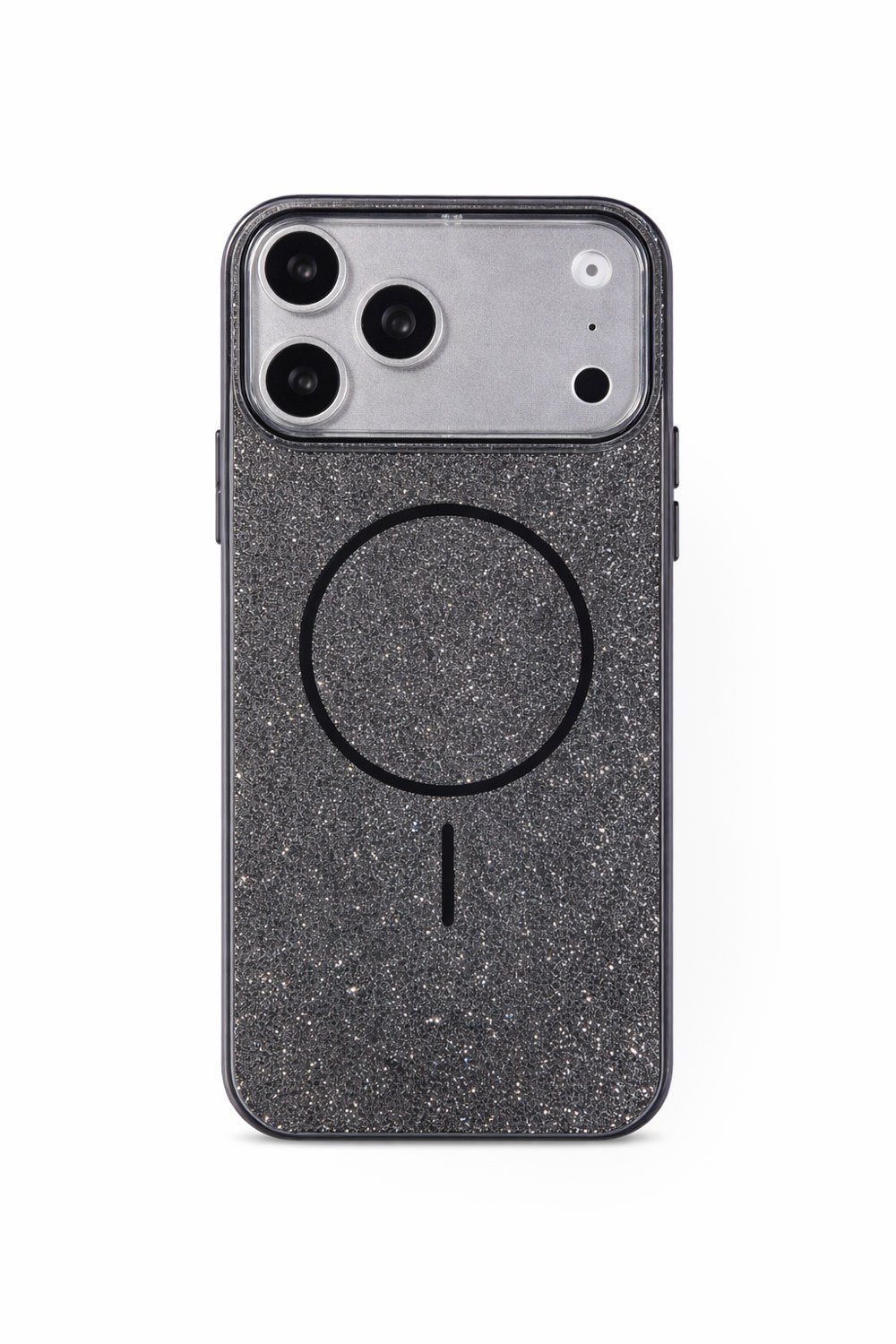 iPhone 17 Pro Uyumlu Telefon Kılıfı Magsafe Wireless Şarj Özellikli Simli Lüks Silikon Kılıf