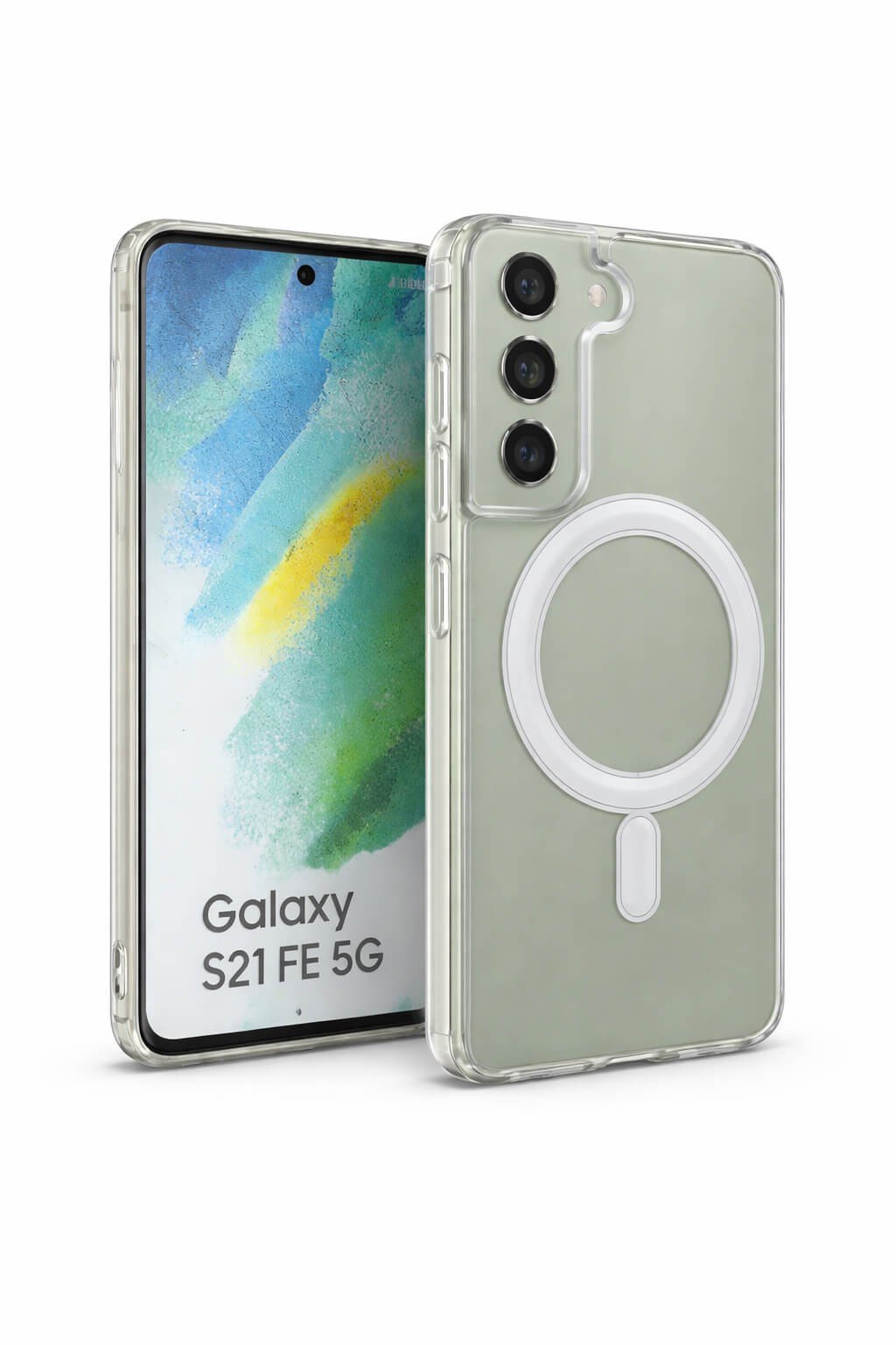 Samsung Galaxy S21 FE Uyumlu Kamera Korumalı Magsafe Wireless Şarj Özellikli Lüks Şeffaf Silikon Telefon Kılıfı