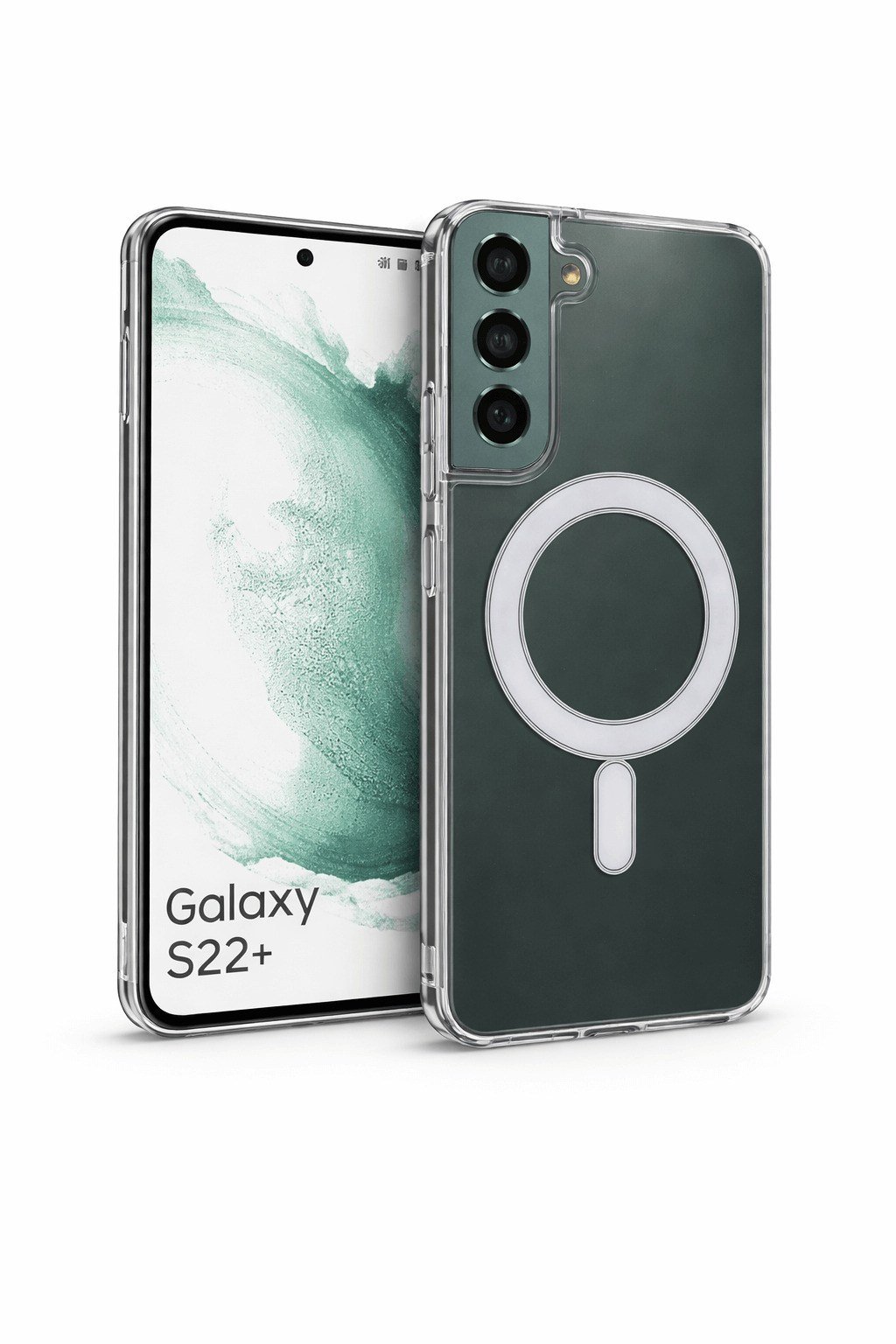 Samsung Galaxy S22 Plus Uyumlu Kamera Korumalı Magsafe Wireless Şarj Özellikli Lüks Şeffaf Silikon Telefon Kılıfı