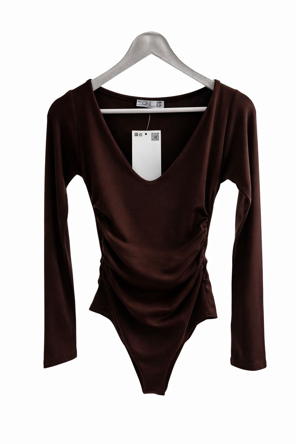 Kahverengi V Yaka Bodysuit