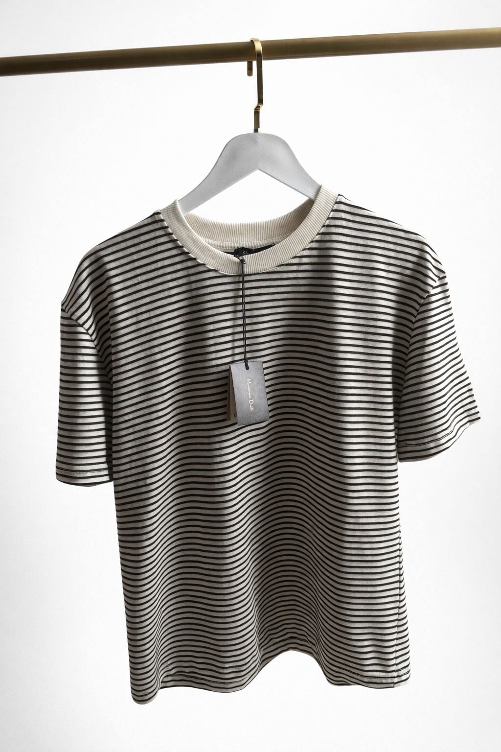 Orjinal Marka Çizgili  Siyah T-shirt