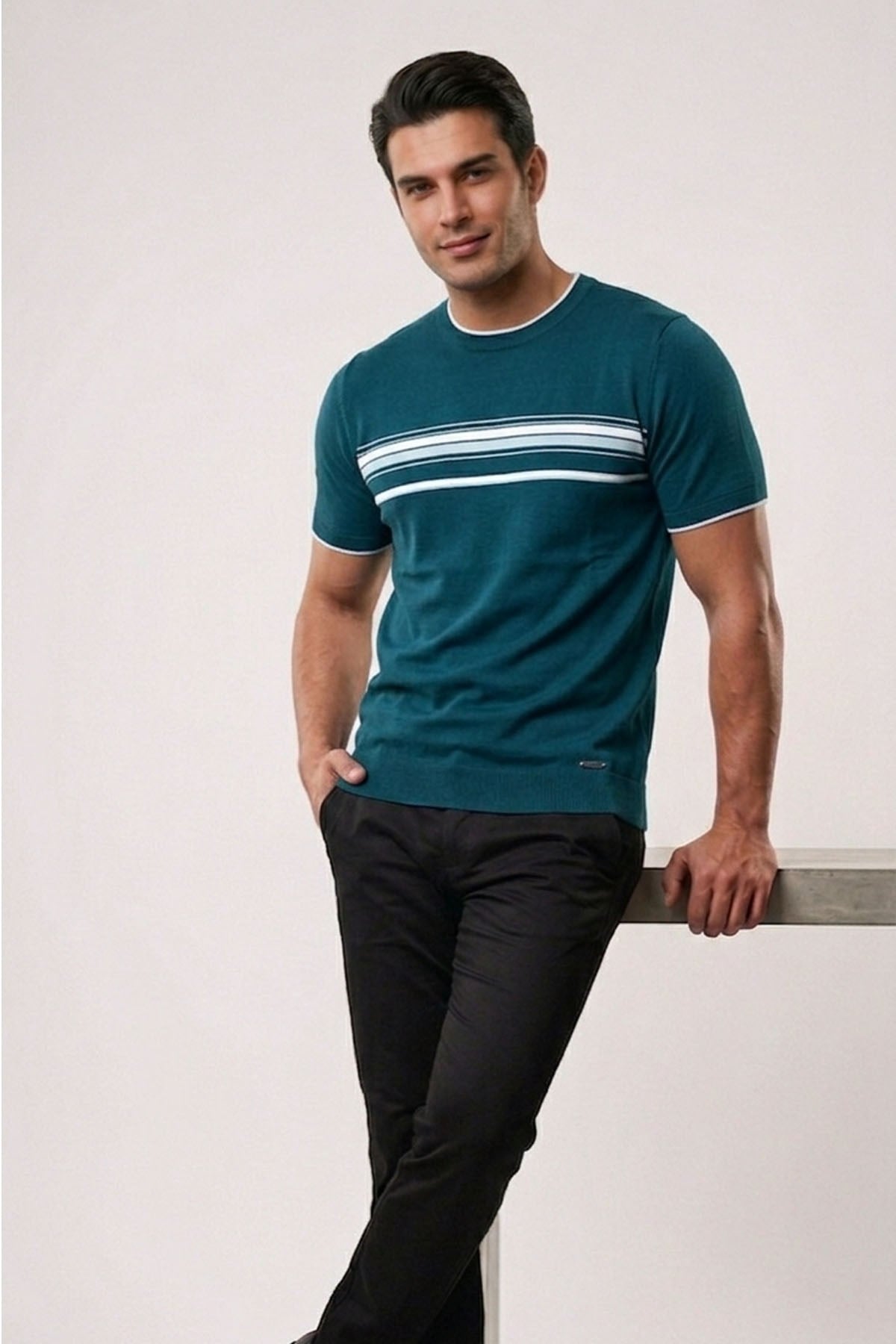 Erkek Bisiklet Yaka Triko T-shirt