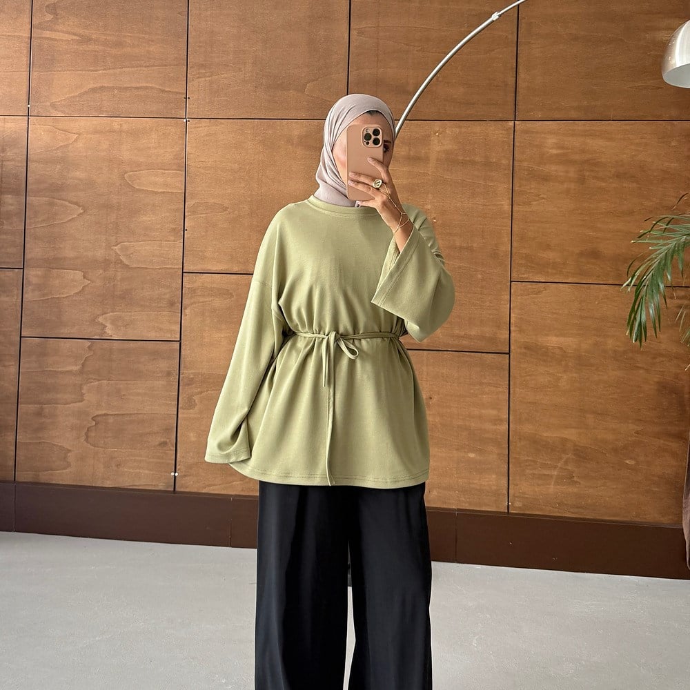 Biye Kemerli Oversize Kalıp Casual Basic Kadın Oysho Tunik