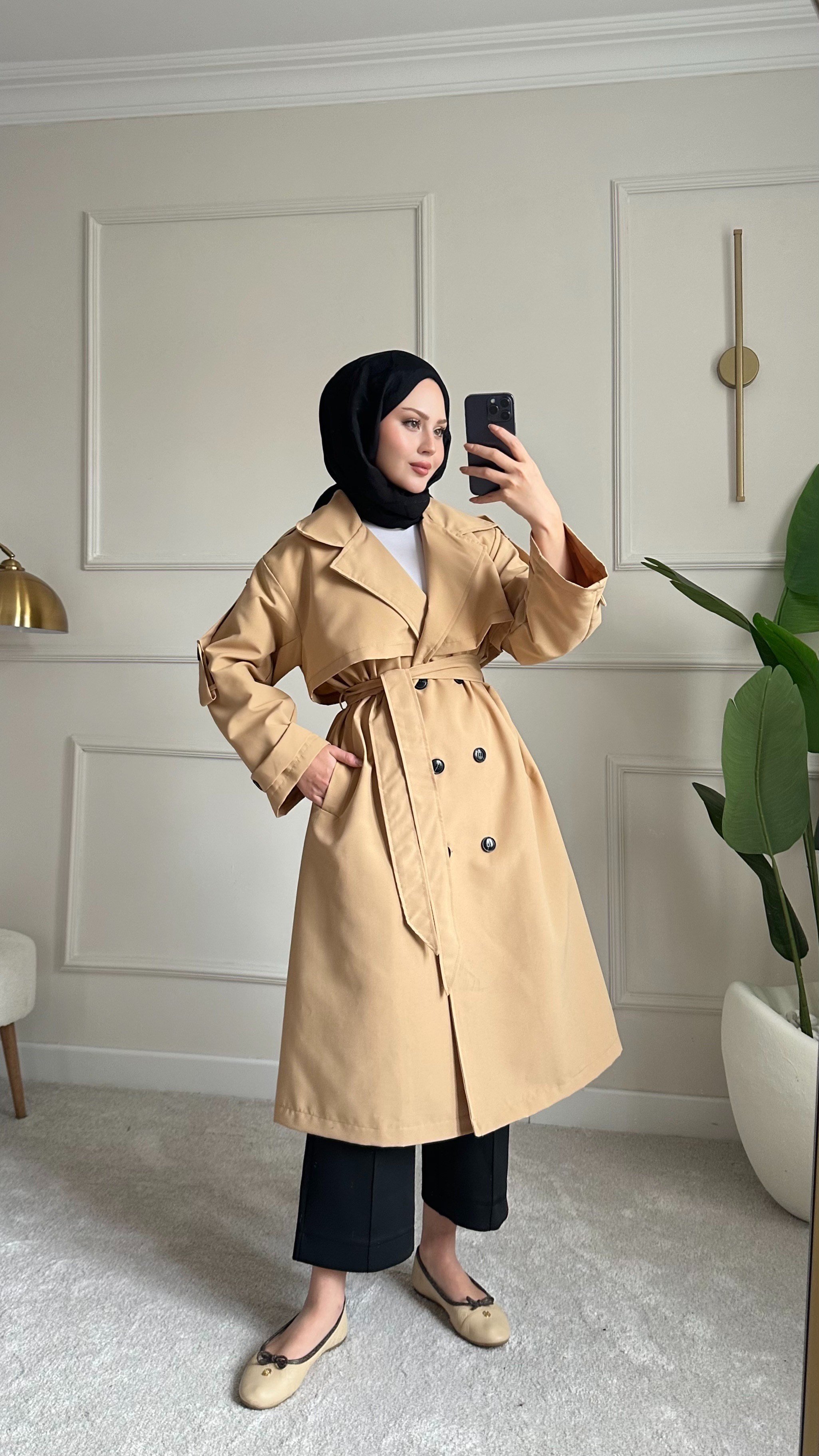 Lorin Oversize Kalıp Kruvaze Trençkot 