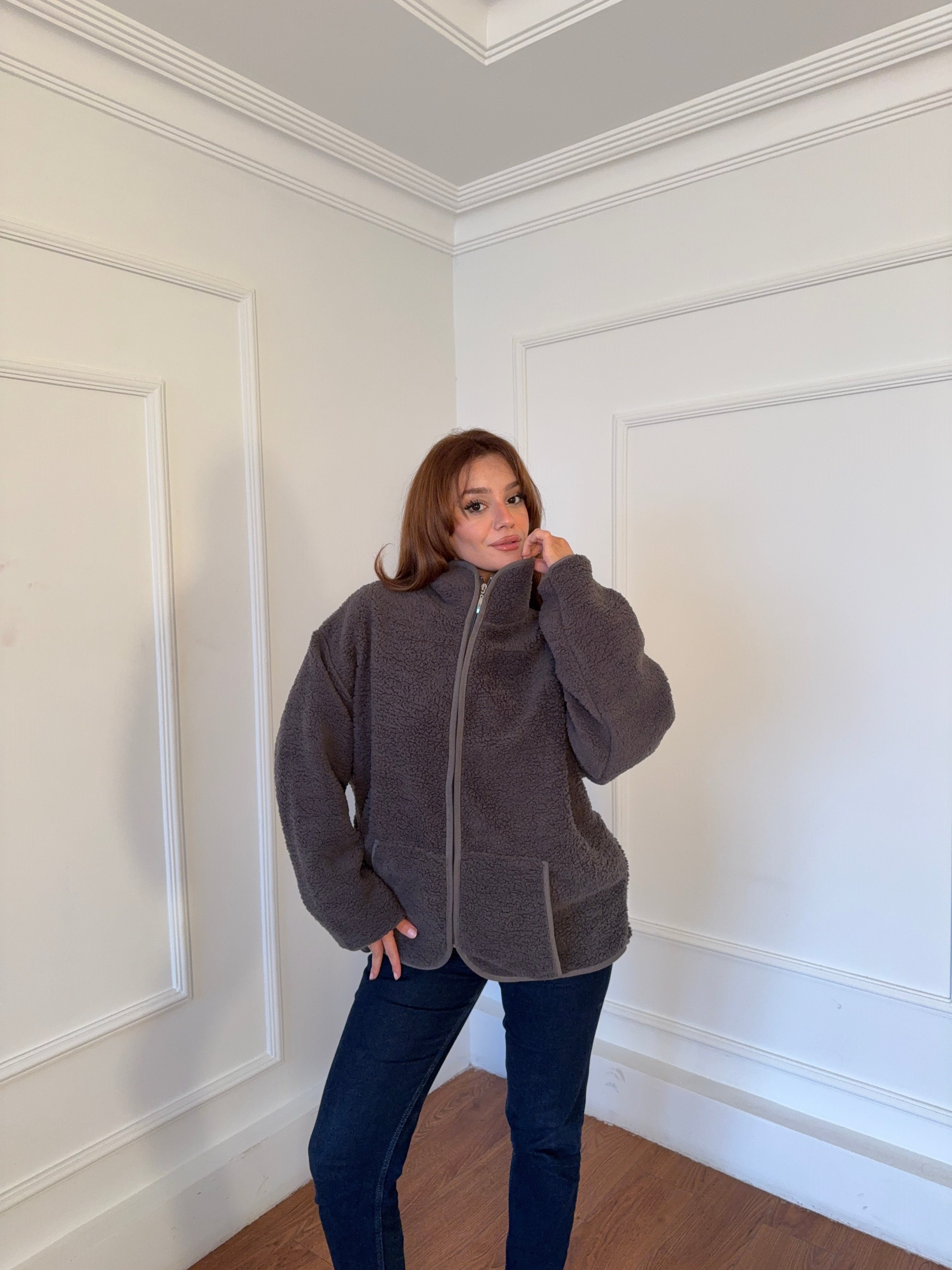 peluş polar ceket