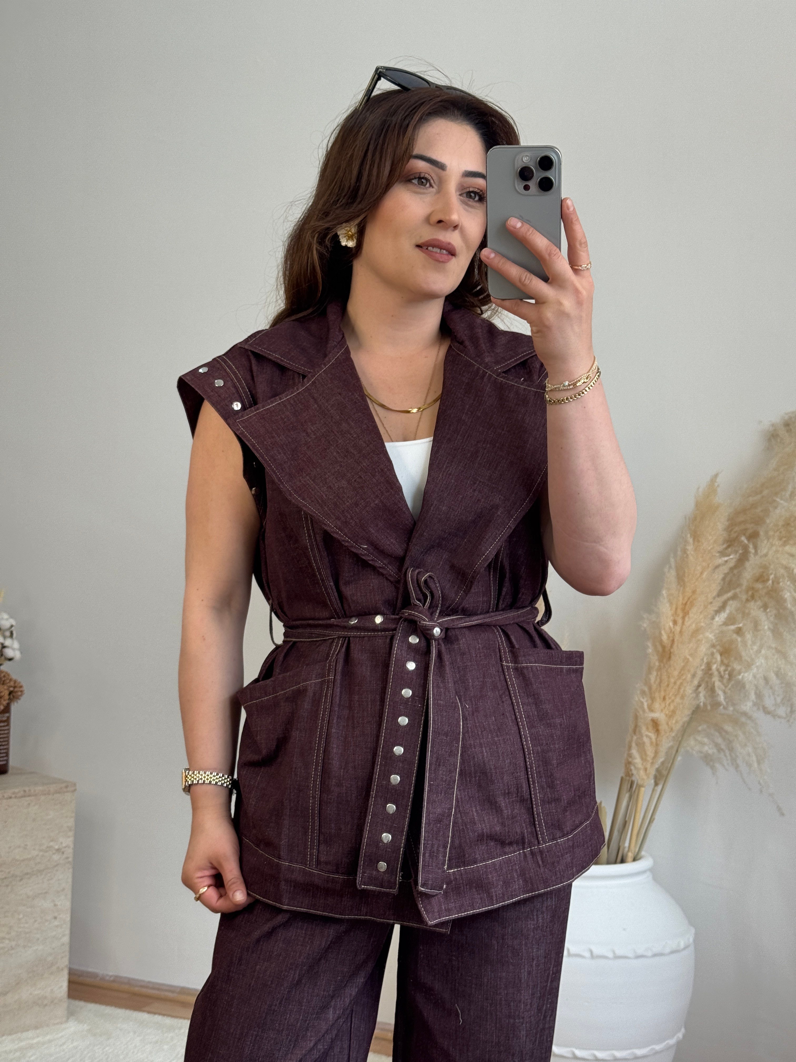  Denim Yelekli Takım