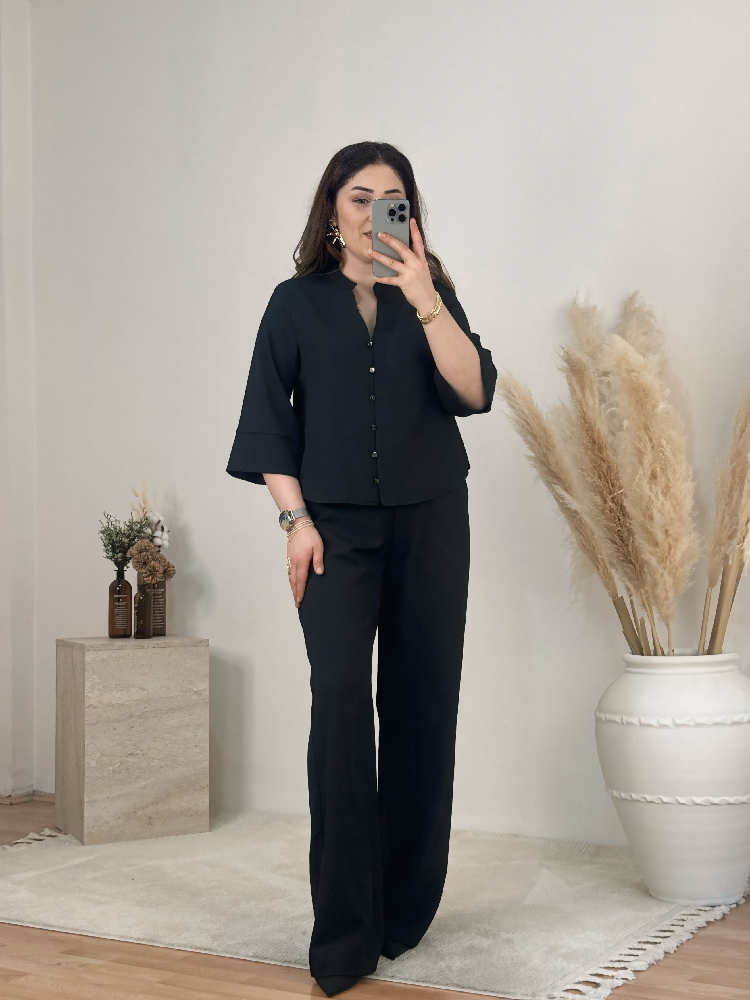 Dilvin Düğme Detaylı Premium Takım