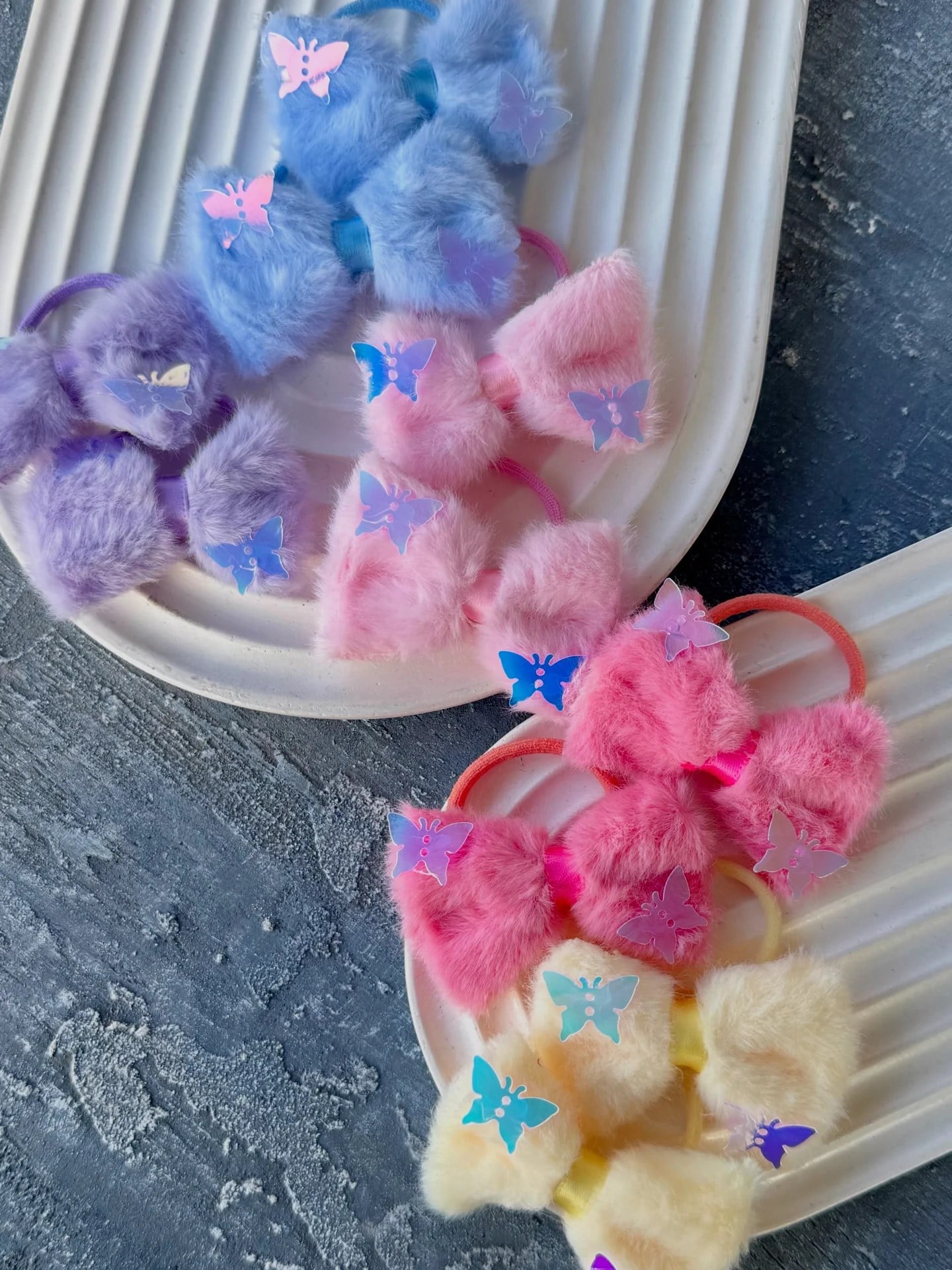 Peluş Kelebek Detaylı Kurdele Lastik