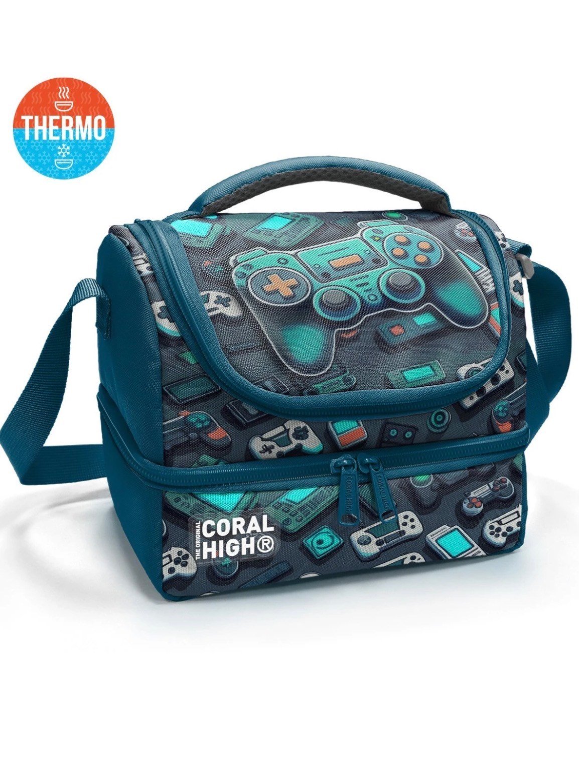 Coral High  Gamer Desenli Thermo İki Katlı Beslenme Çantası