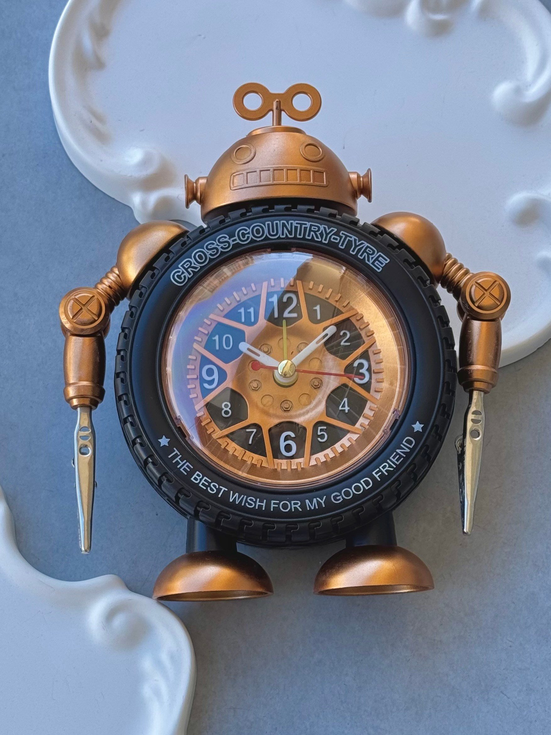 Bronz Robot Çalar Saat 
