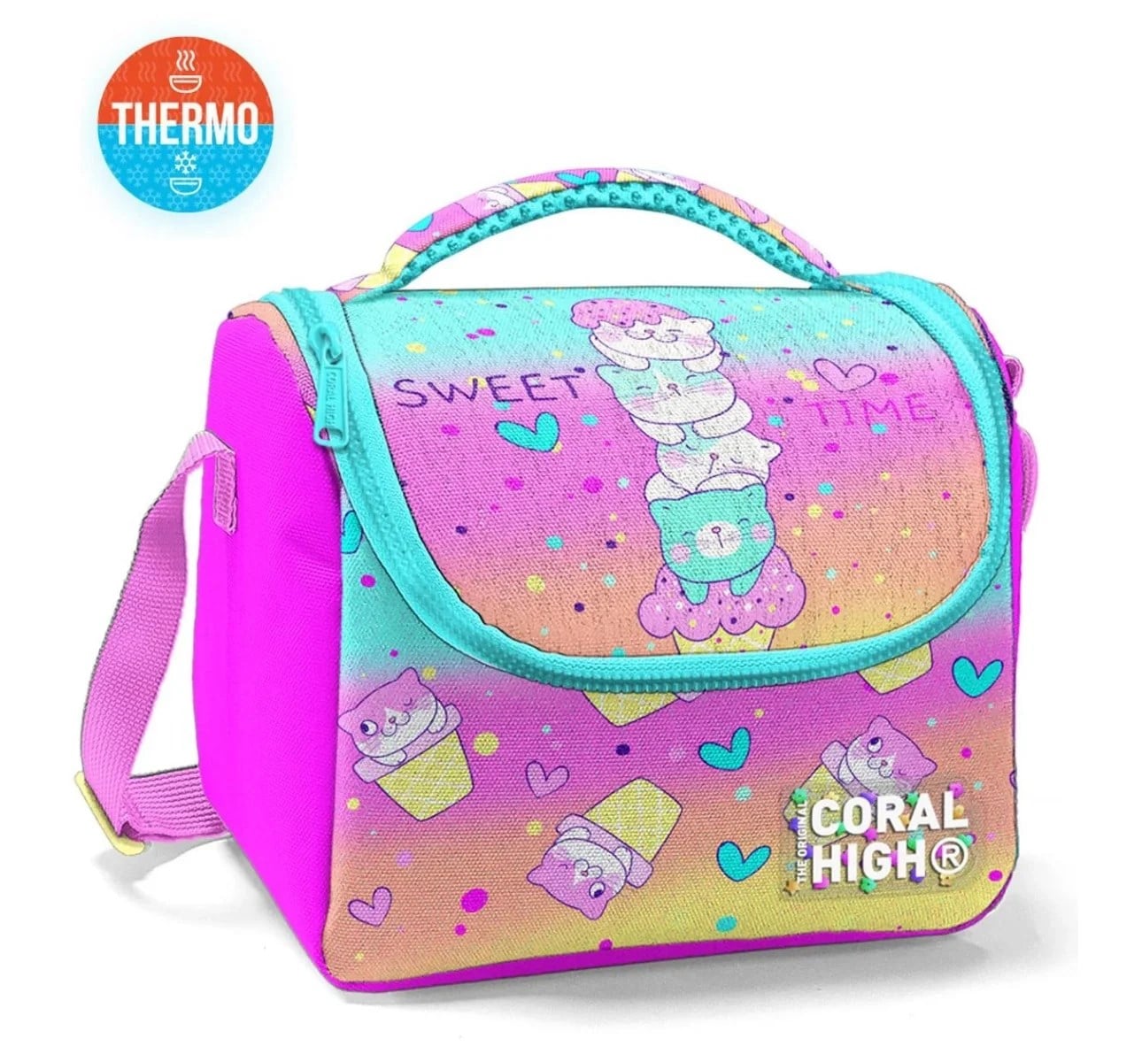 Coral High Dondurmalı Kedi Desenli Thermo Beslenme Çantası
