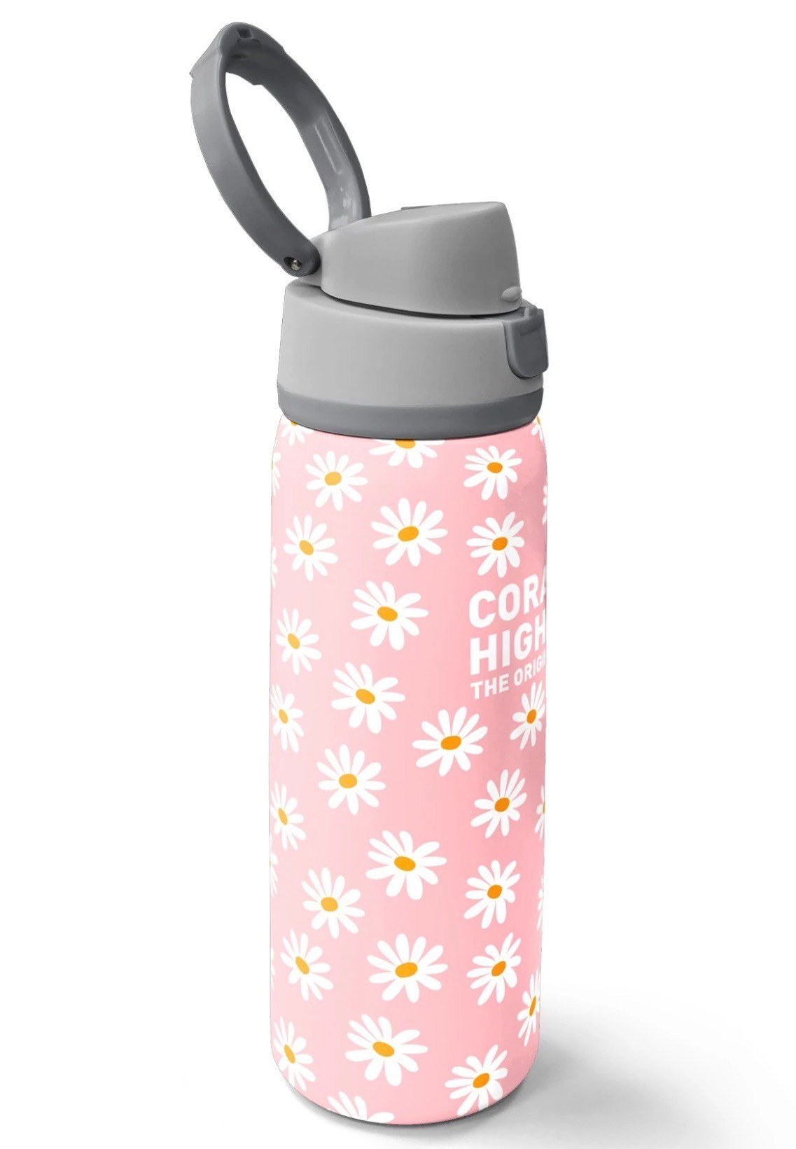 Coral High 800 ml Papatya Desenli Pipetli ve Direkt İçim Çelik Termos