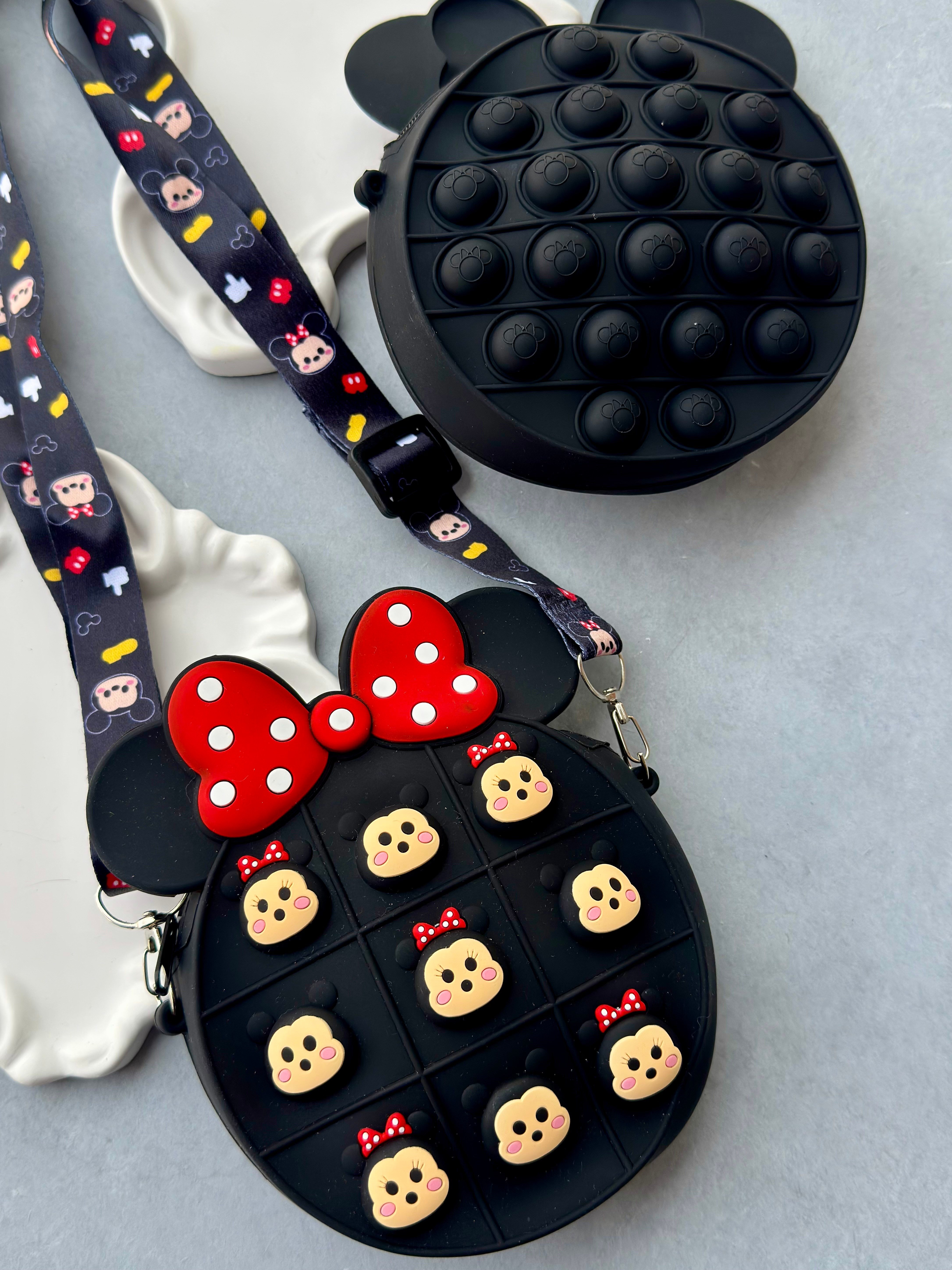Minnie Siyah Kırmızı Popit Çanta