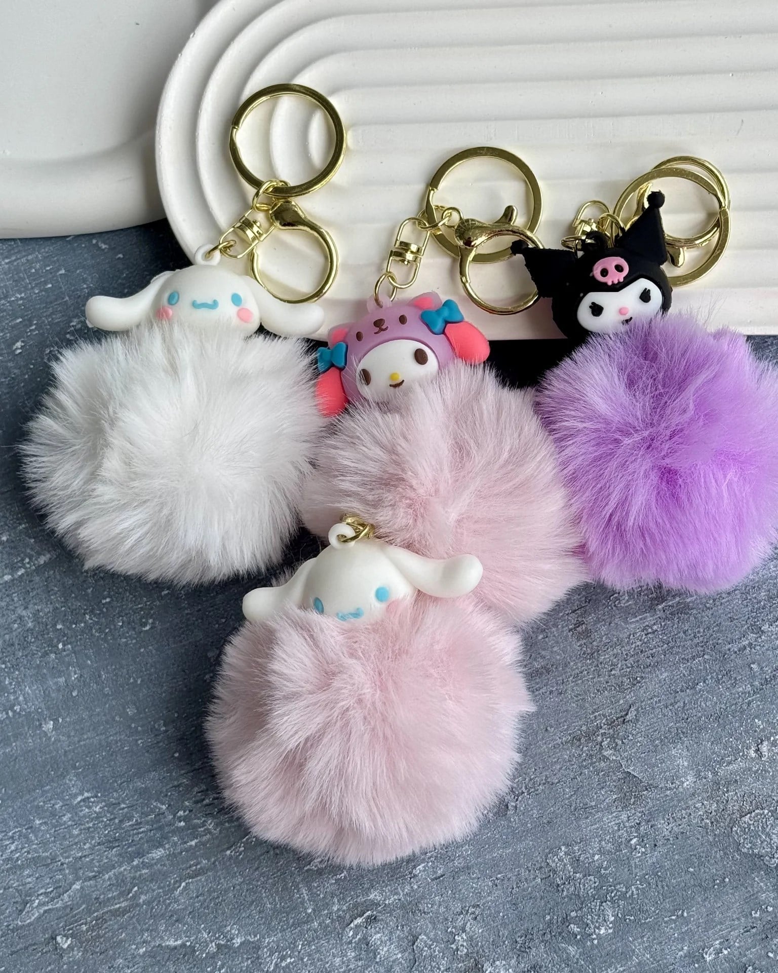 Ponponlu Kuromi Anahtarlık&Çanta Aksesuarı