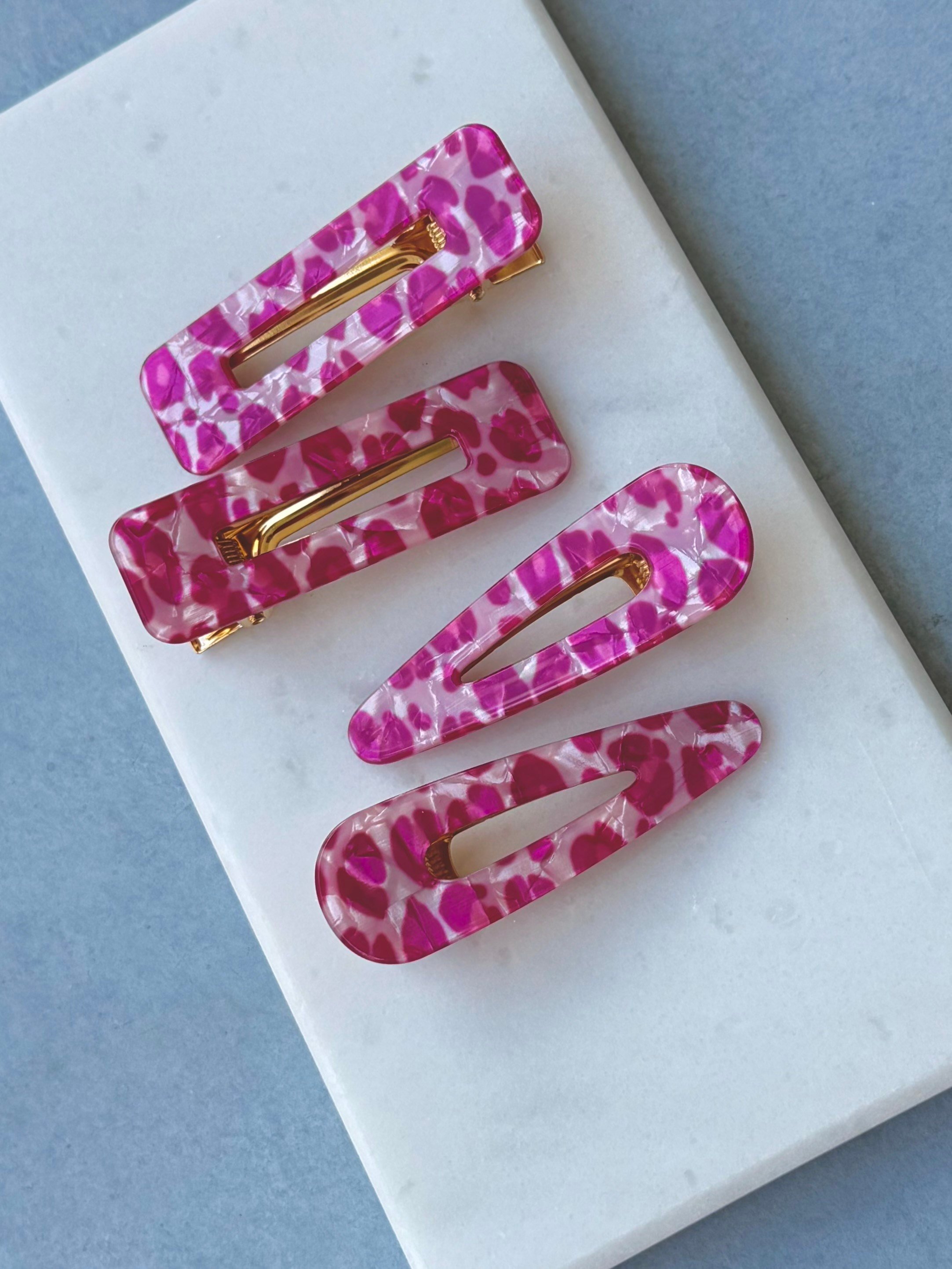 Pembe Sedefli Leopar Klips