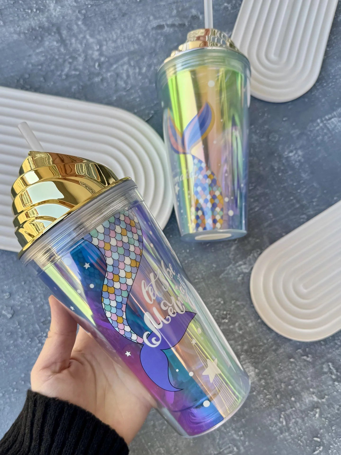 Işıklı Pipetli Deniz Kızı Bardak