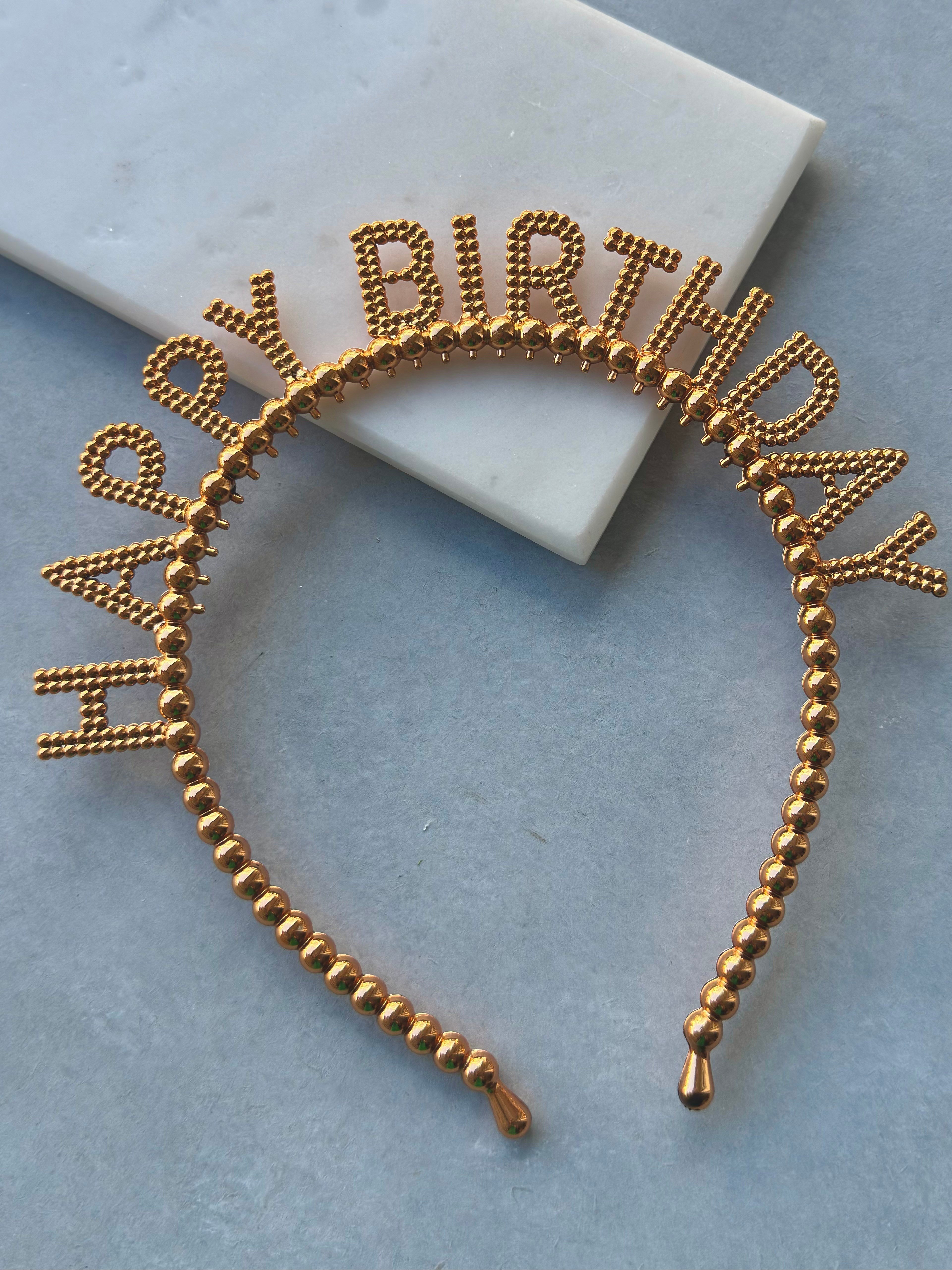 Happy Birthday Yazılı Rose Gold Parti Tacı