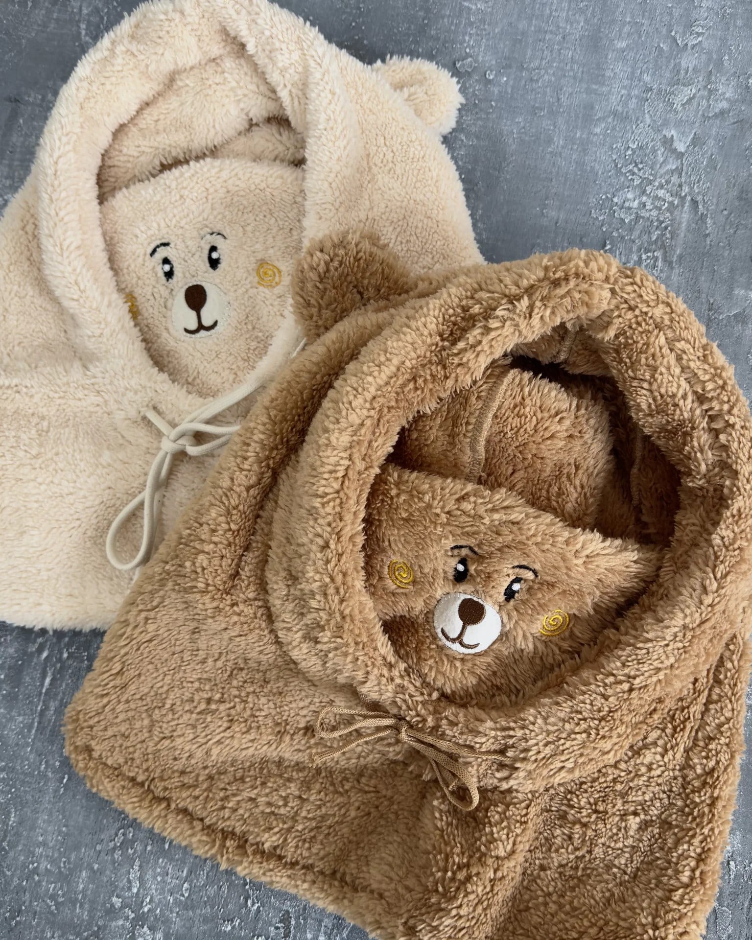 Kahverengi Teddy Peluş Şapka & Atkı