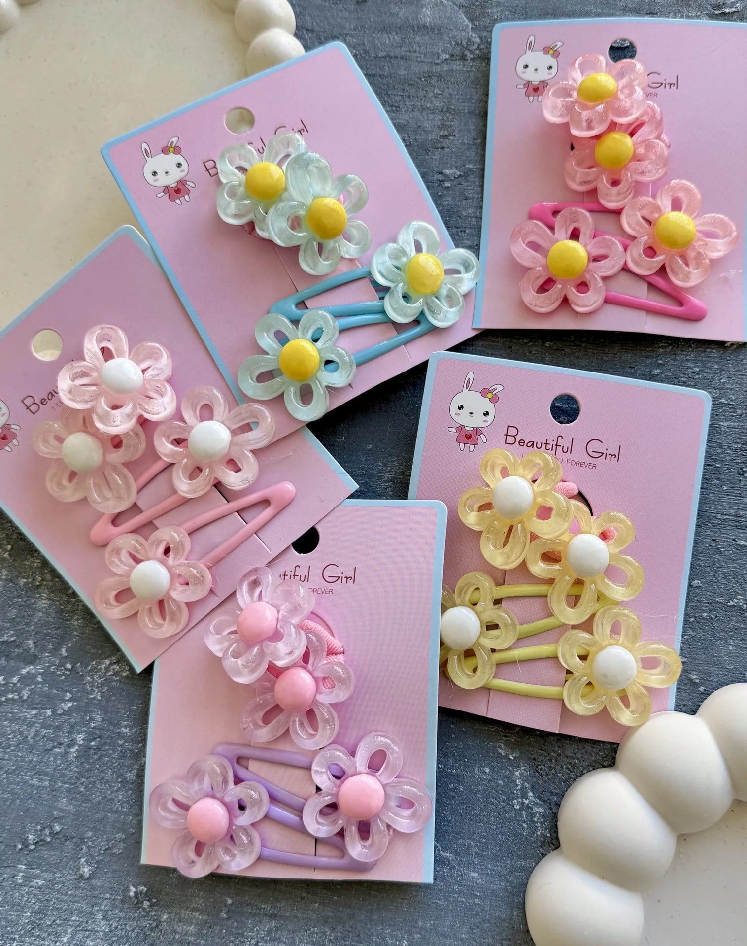 Simli Papatya Lastik & Çıtçıt Set