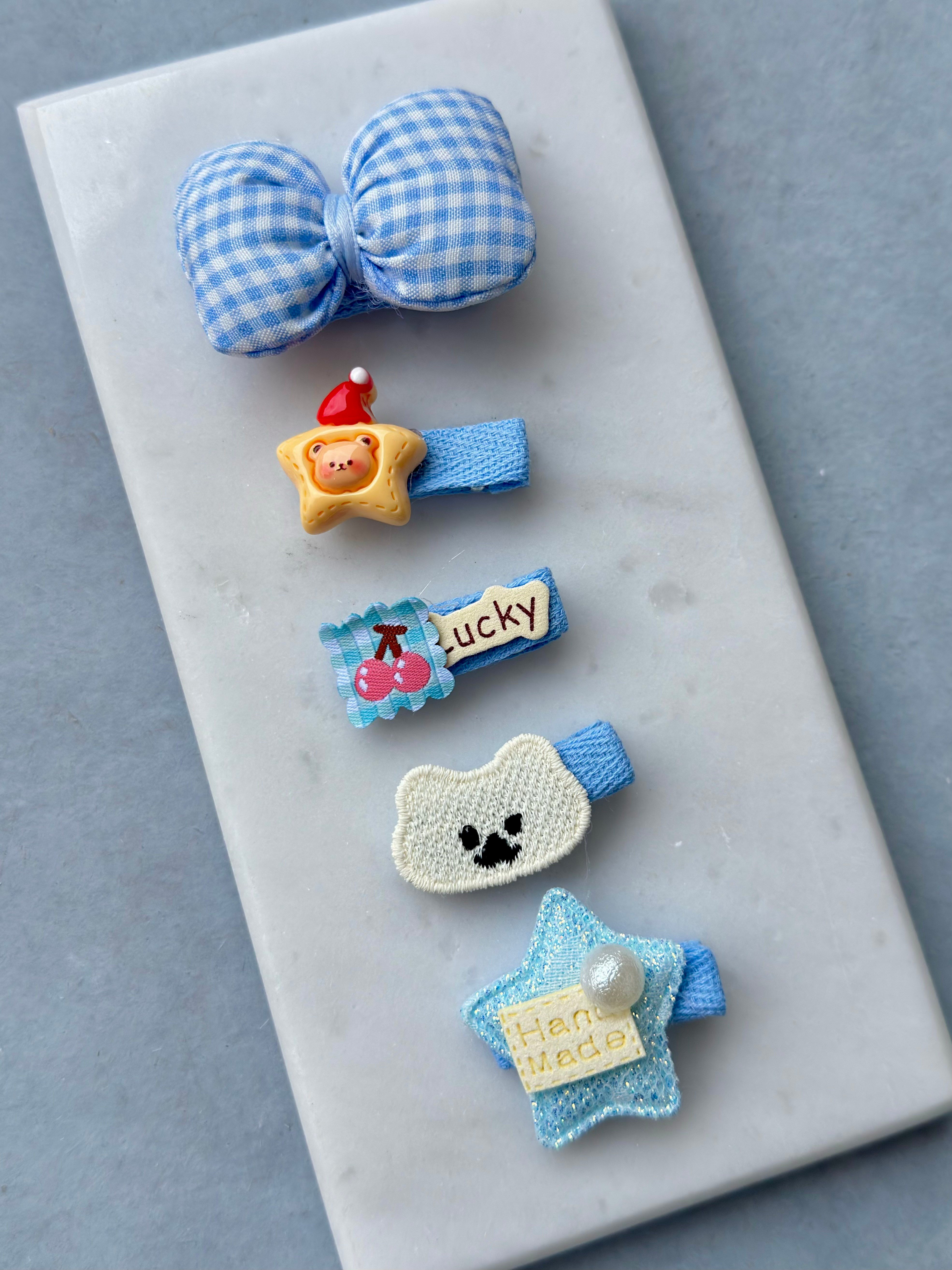  Az Saçlı Bebek Tokası Klips Set Mavi