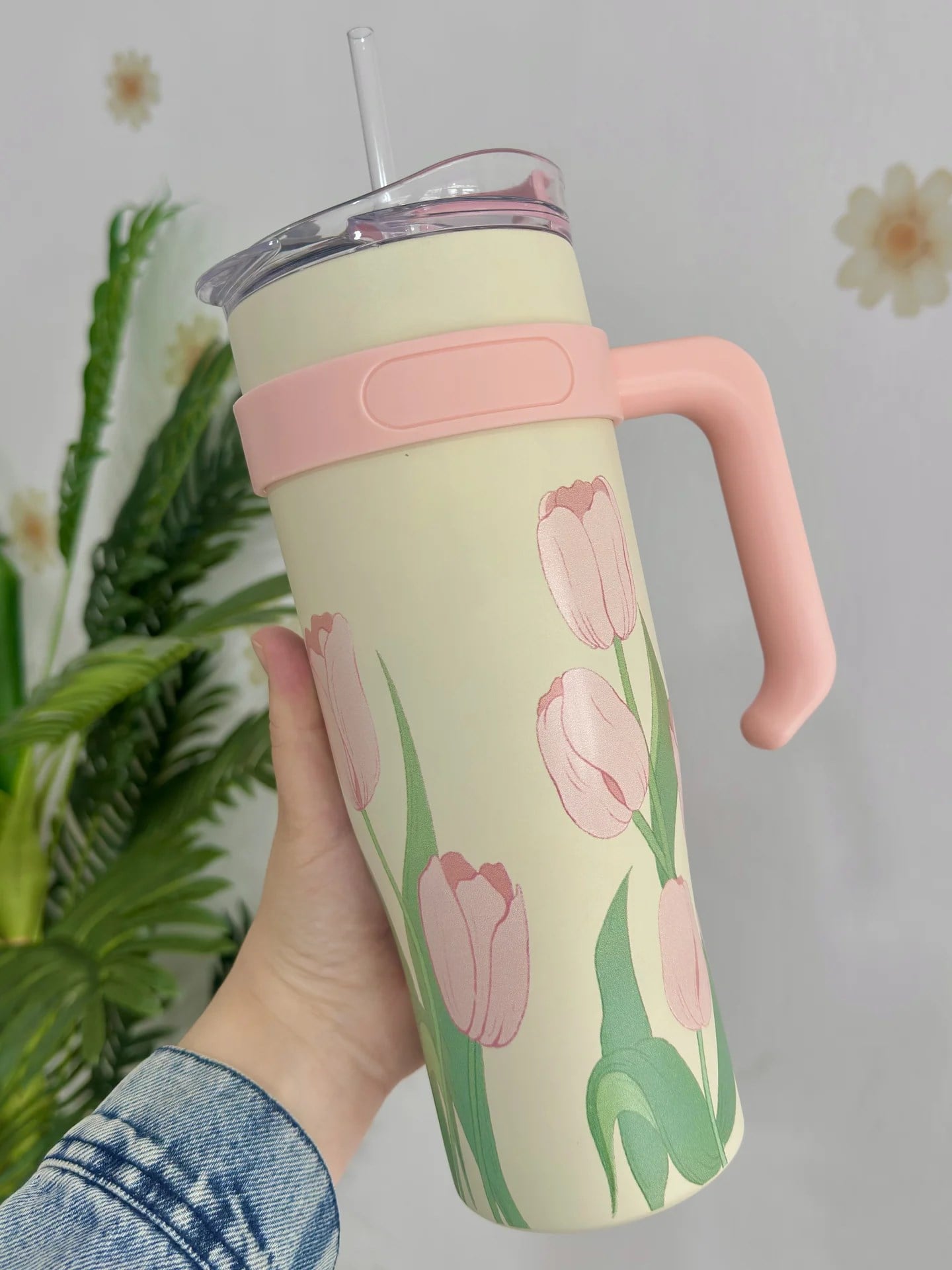 Diller Çiçek Detaylı Kahve Kupası & Bardak Termos 1200 Ml