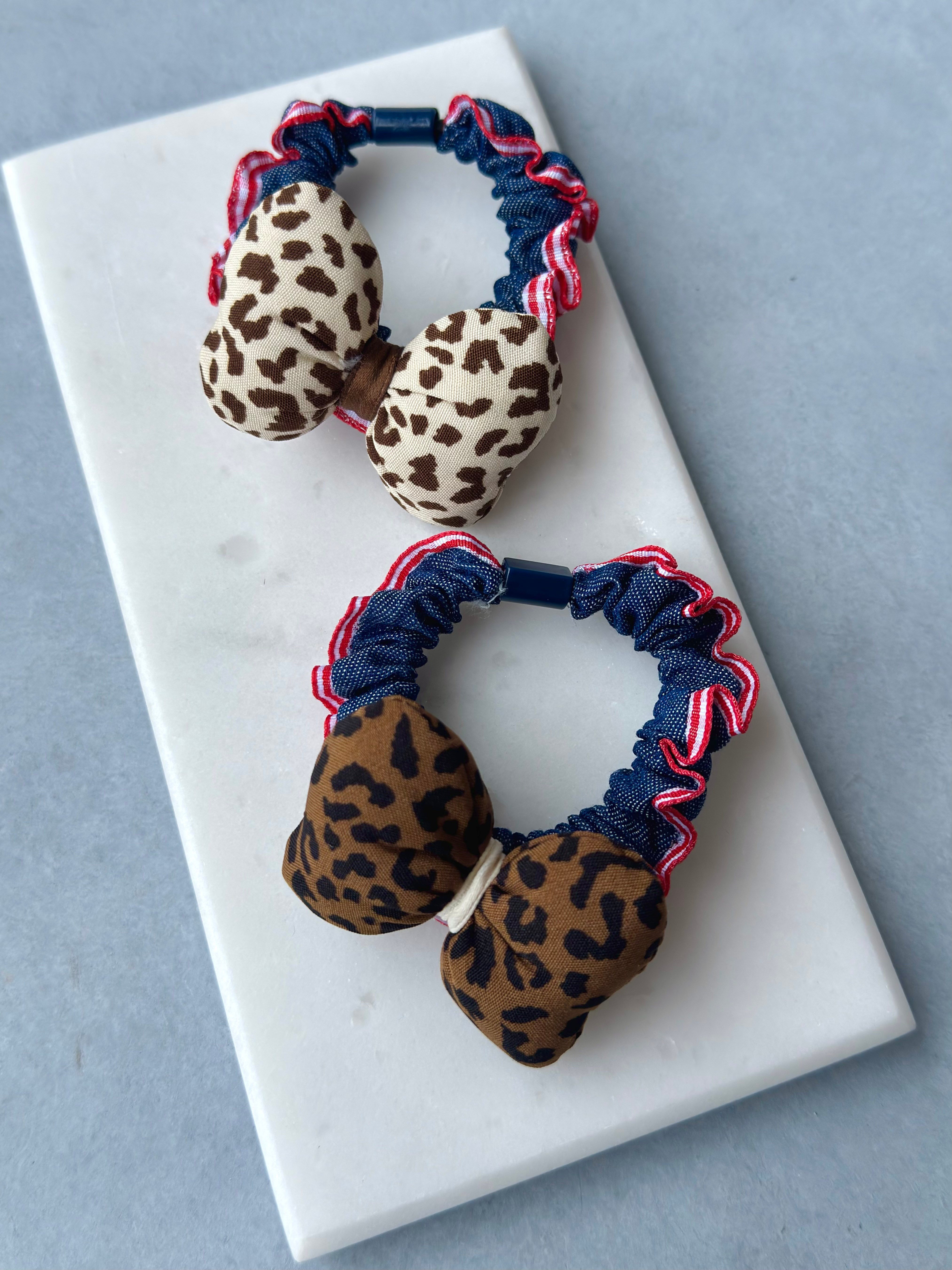 Leopar Detaylı Puf Kurdele Lastik 