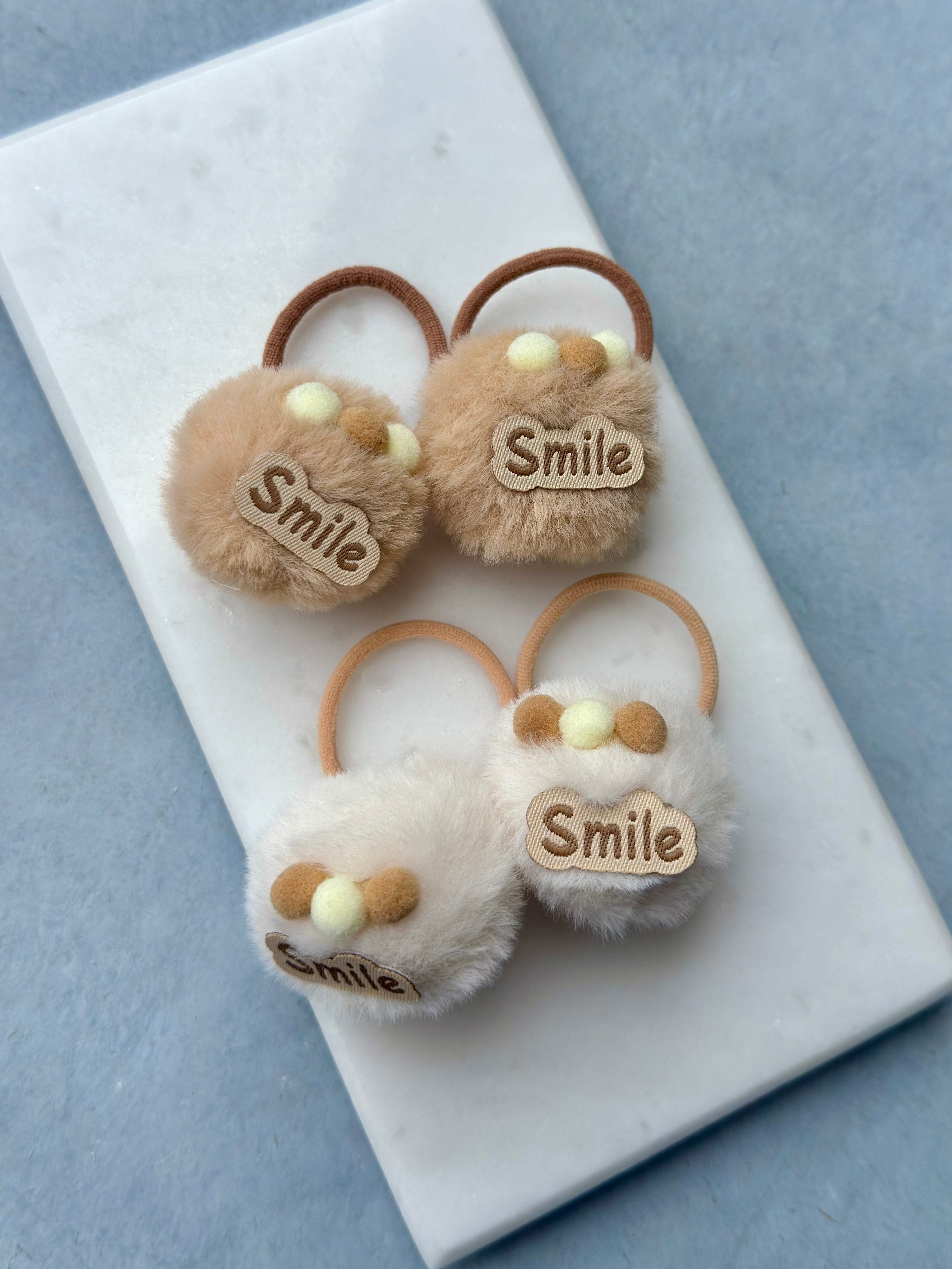 Smile Ponpon Lastik Kahve Tonlar