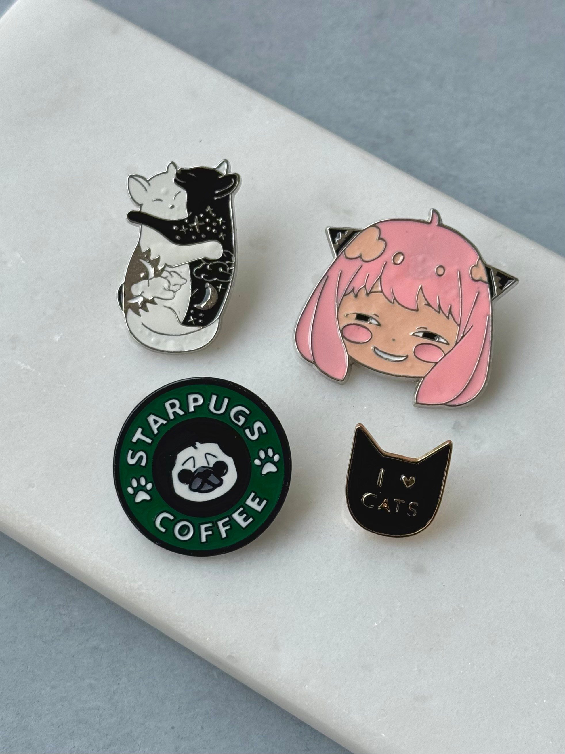 Starpugs Coffe Kedi 4'Lü Rozet Seti