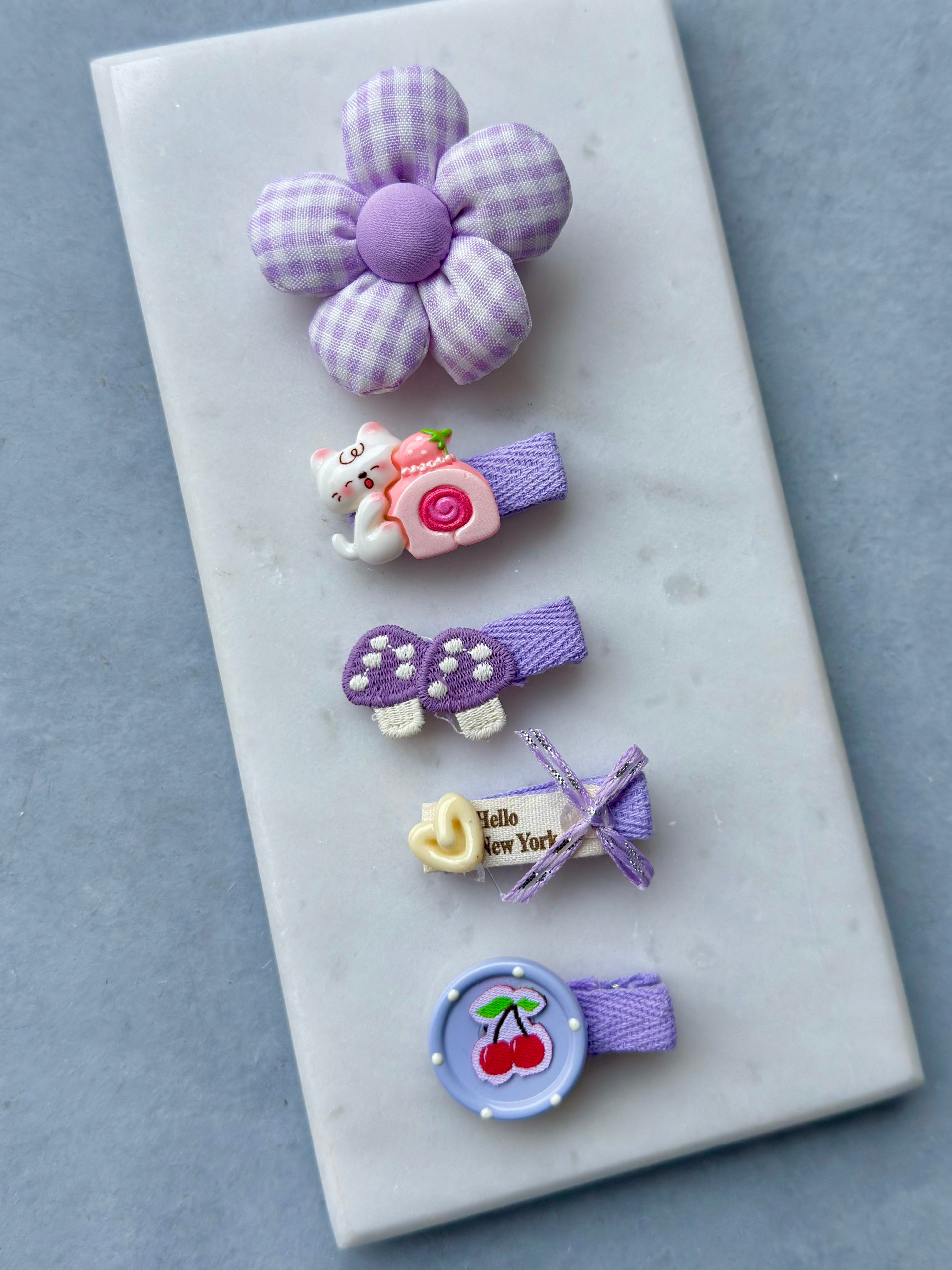 Az Saçlı Bebek Tokası Klips SeT Mor