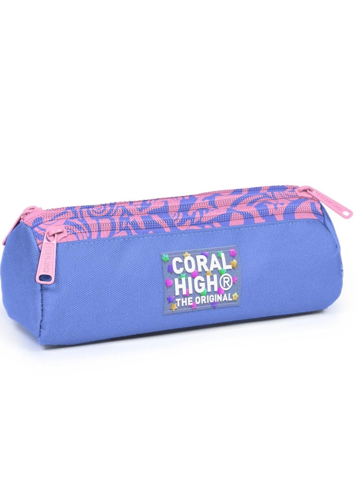Coral High Lila Geometrik Desenli Üç Bölmeli Kalem Çantası