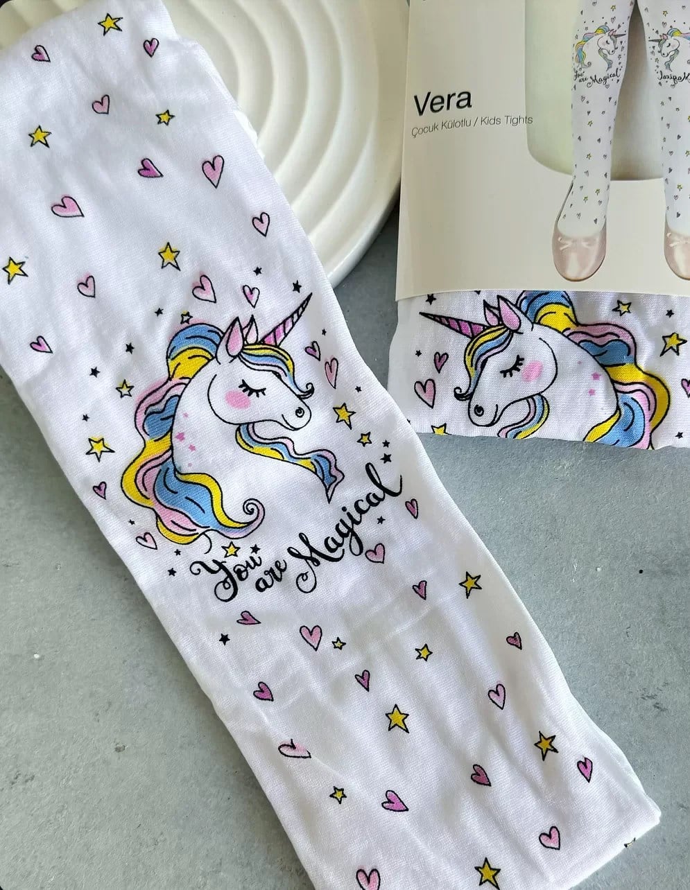 Unicorn & Kalp Detaylı Külotlu Çorap