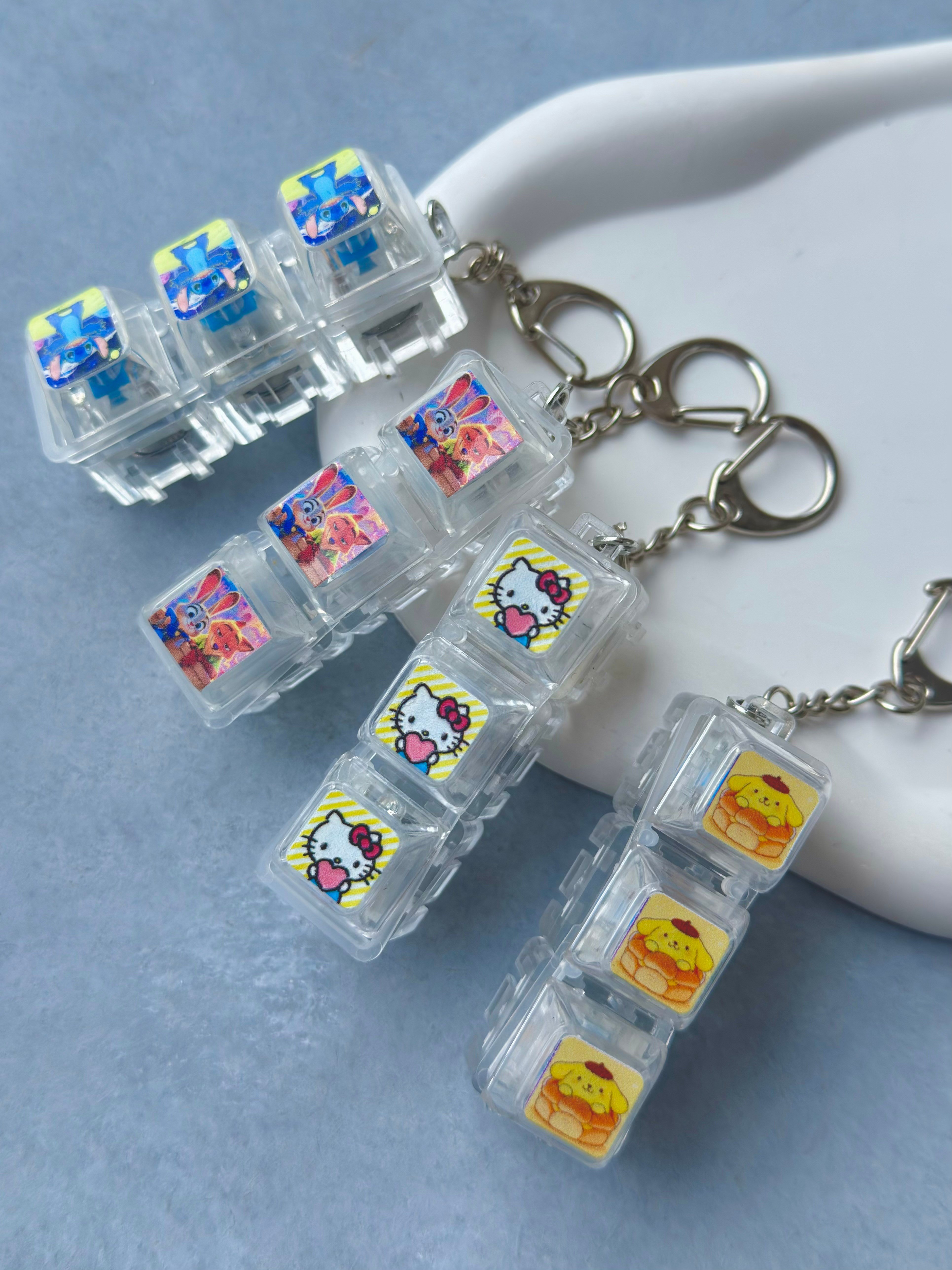 Stitch Hello Kitty Işıklı Klavye Anahtarlık 