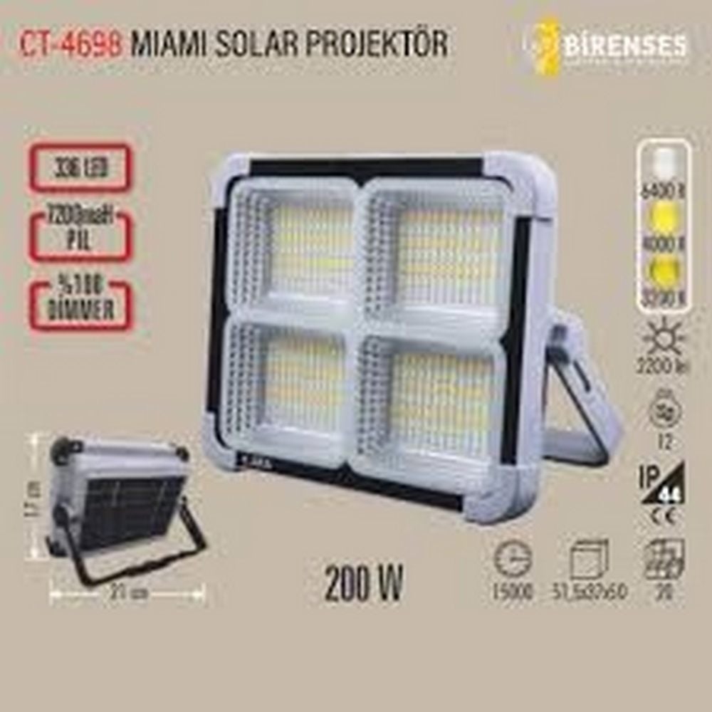 200W MİAMİ SOLAR LED PROJEKTÖR